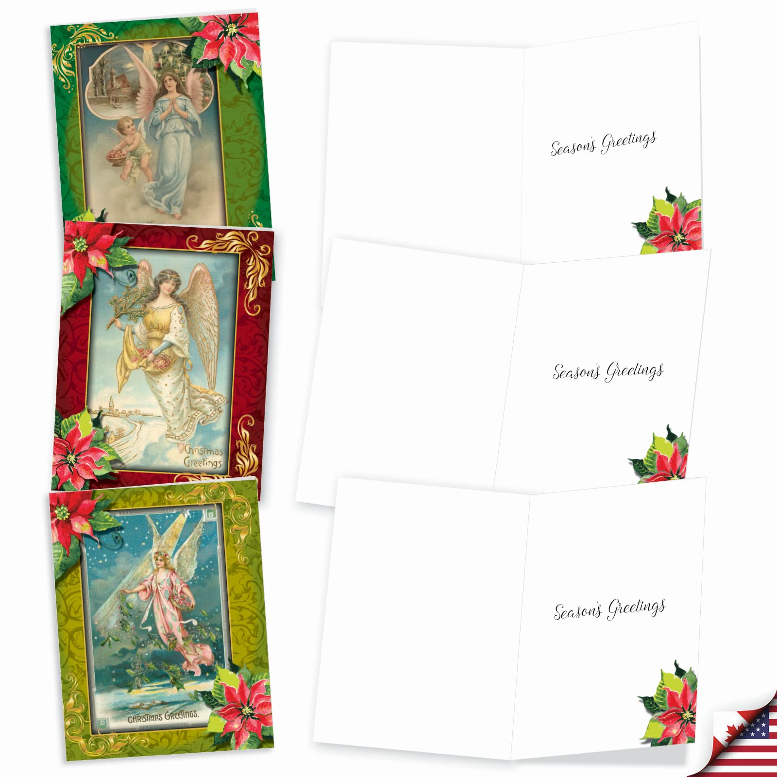 The Best Card Company AM1747SGG-B2x10 Weihnachtskarten mit Umschlägen, Weihnachtsengel – 20 sortierte Boxen mit Umschlägen, 10 x 13 cm