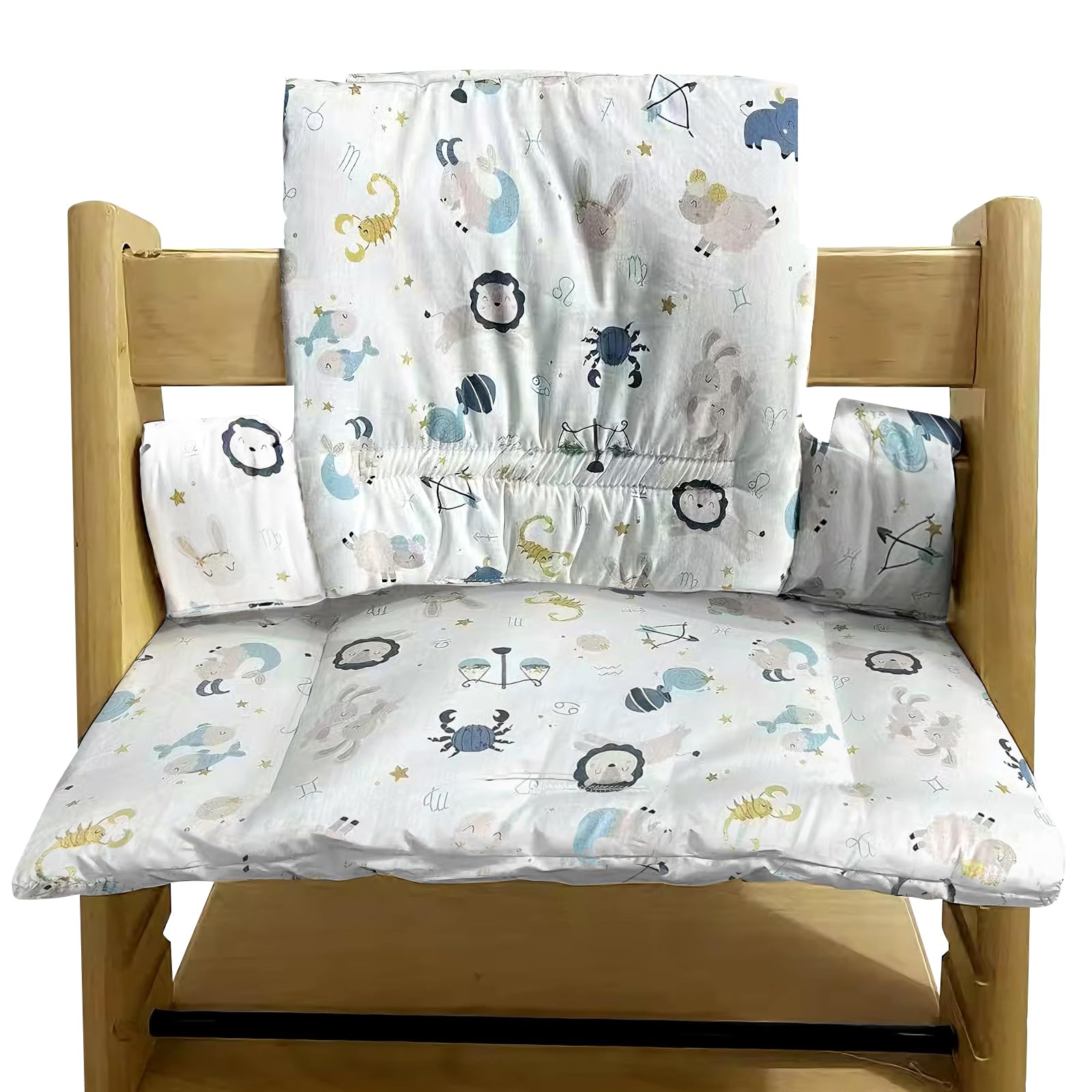 GOEDCH Coussin Anti-Dérapant pour Chaise Haute Bébé: Housses Remplaçables Design Mignon en Coton Respirant, Lavable, Compatible