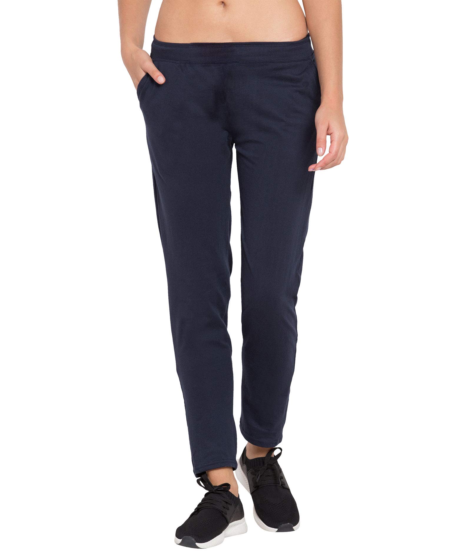 Changrobe Comfortable Plain Cotton Navy Blue Slim Fit Track Pants for Woman/Girls (Navy Blue)