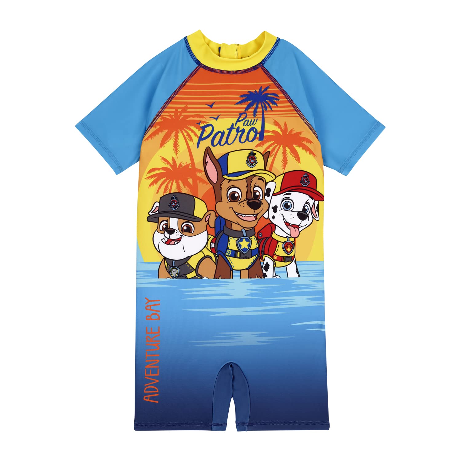 Paw Patrol Boys Blue Surfsuit Chase Marshall Sunsuit, Ages 18 Months To 7 Years Old (As8, Age, 6_Years, 7_Years)