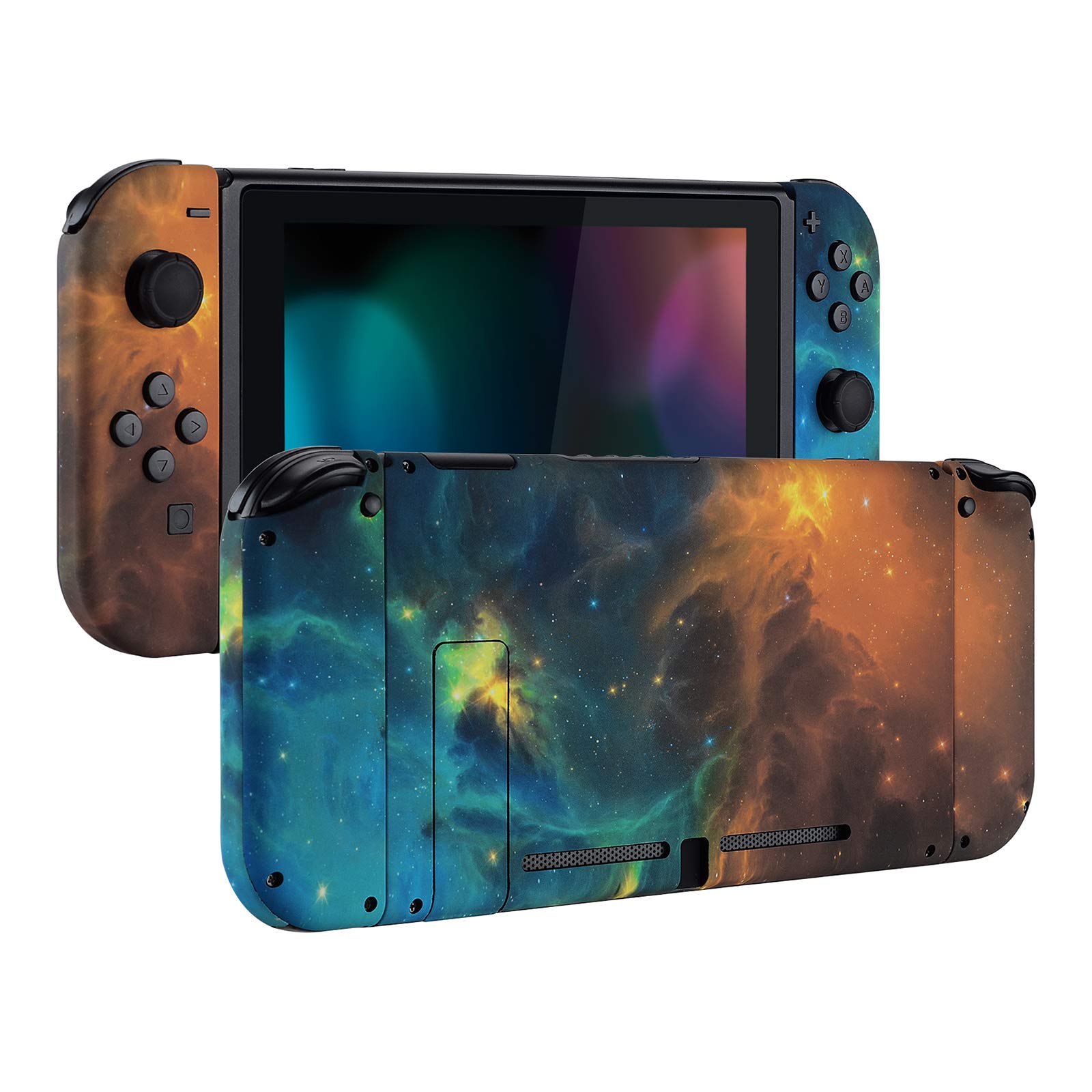 eXtremeRate Cover per Nintendo Switch,Custodia Tasti Pulsanti Kit per Joycon,Scocca Shell Grip DIY Ricambio per Console,Senza Controller-Galassia Arancione