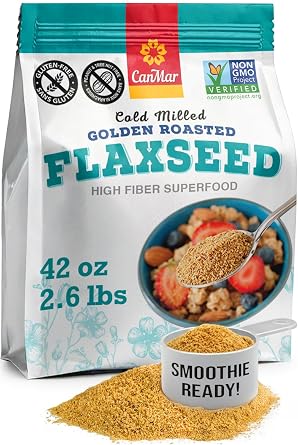 Ground Flaxseed 42 oz, Cold Milled Golden Roasted Flaxseed Meal Powder
