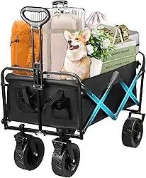 Carrinho De Carga Dobrável Multiuso Portátil - Preto, 150kg De Capacidade – Carrinho de Feira, Carga, Ferramentas, Praia, Mão e Pet, Malas, Viagens, Camping, Transporte, Festas
