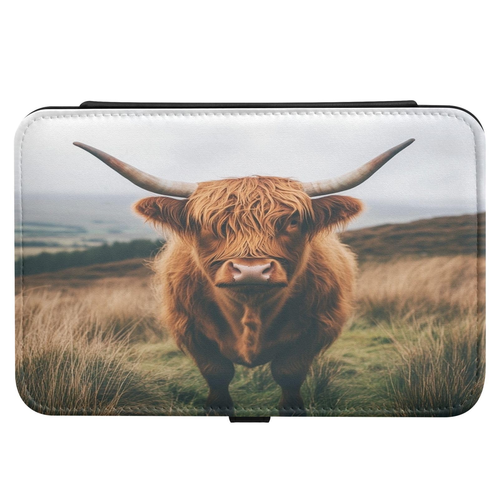 Haskirky Highland Cow Jewelry Box Portable PU Leather Travel Jewelry Organize for Women Jewelry Storage Display Holder for Ring, Necklace, Earring