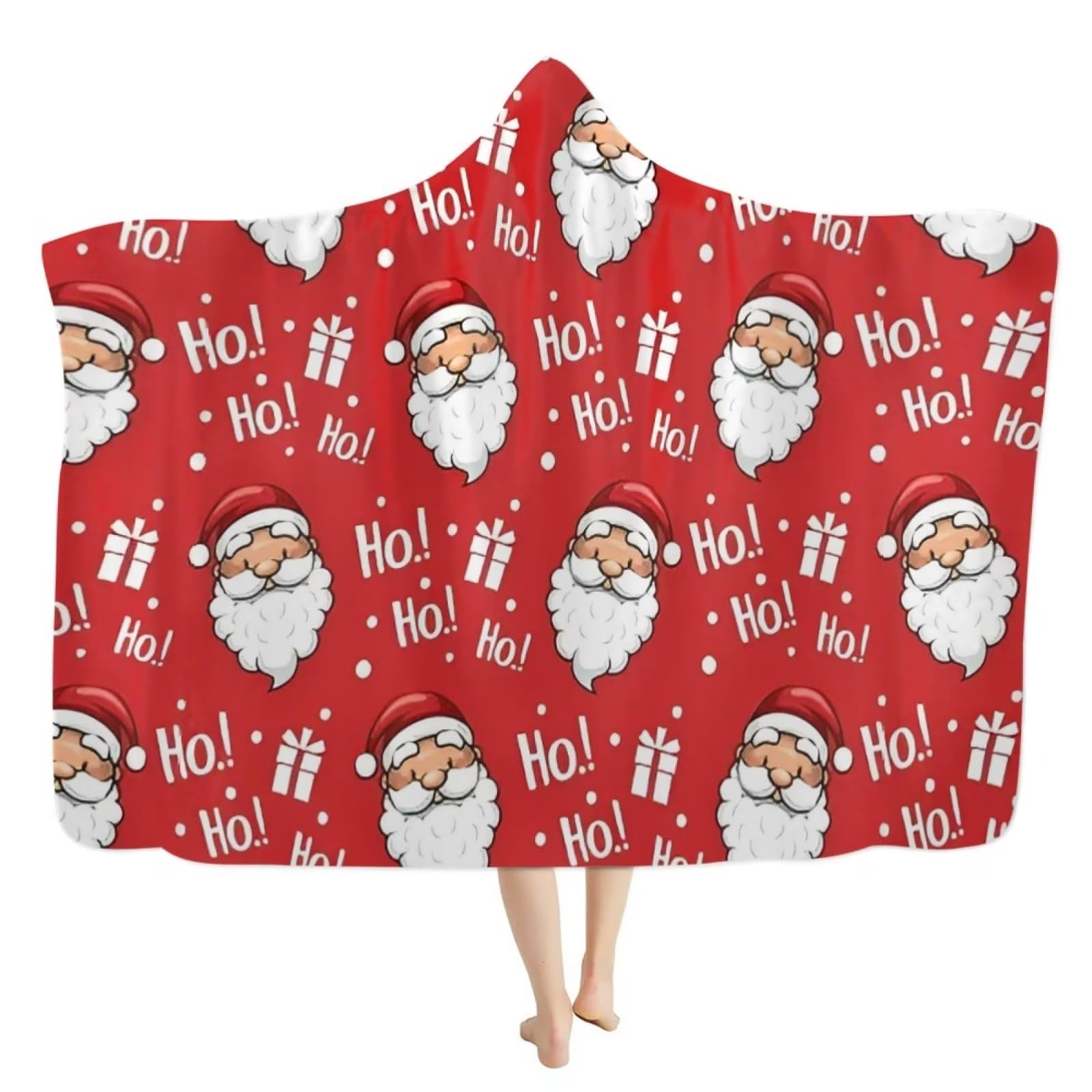 chaqlin Womens Mens Wearable Blanket Hoodies Christmas Santa Print Cute Bed Throw Blankets Gifts,Xmas Santa Hooded Blanket Wearable Fluffy Super Soft Winter Sofa Blanket — image 1