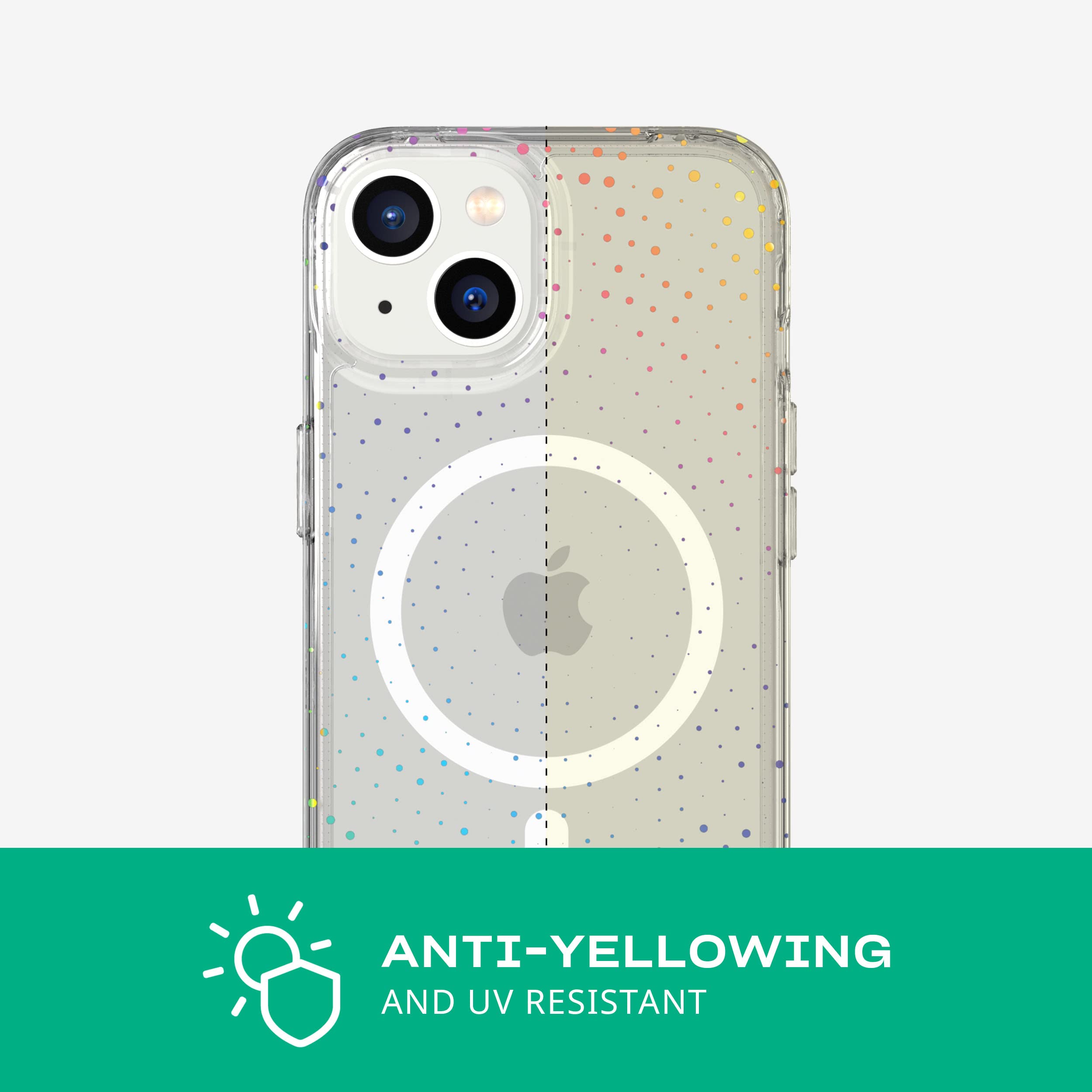 tech21 Evo Sparkle per iPhone 13 Pro - Custodia per telefono scintillante con protezione multi-goccia da 3,7 m, glitter oro
