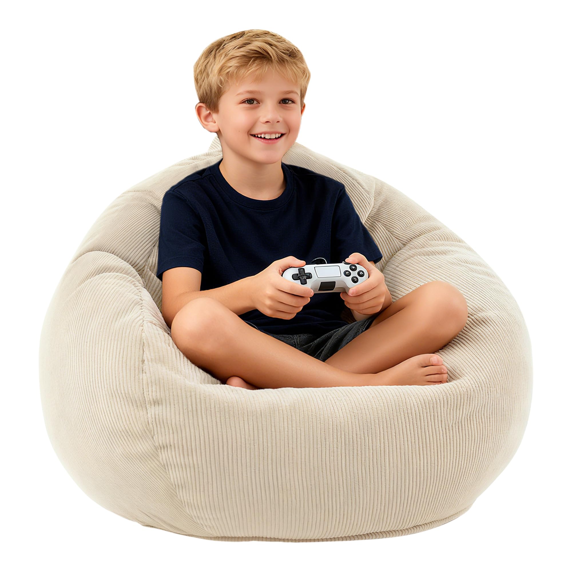 LPMOERA Bean Bag Chair Memory Foam Bean Bag Chairs for Kids/Teens with Filling Round Kids Bean Bag Chair for Living Room Bedroom College Dorm Reading