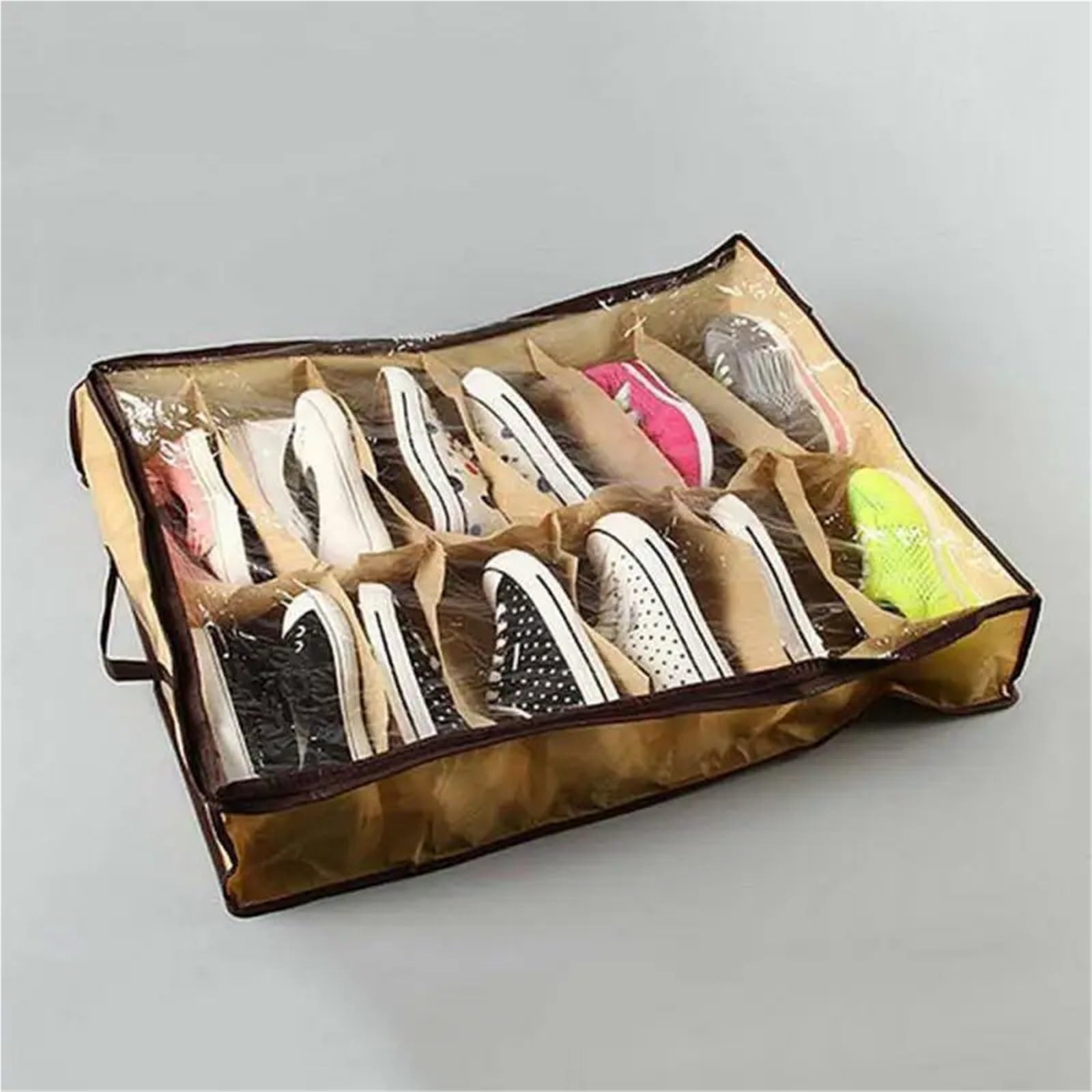 Organizzatore Di Scarpe Sotto Il Letto Scarpiera trasparente in tessuto non tessuto da 5 pezzi, 12 custodie for scarpe, borsa portaoggetti, scatola portaoggetti sotto l'armadio del letto Per Risparmia