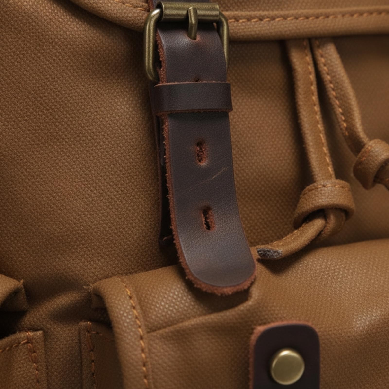 Zaino in Tela Casual Zaino con Tasche Laterali Robusto Zainetto per Pendolari, Cachi