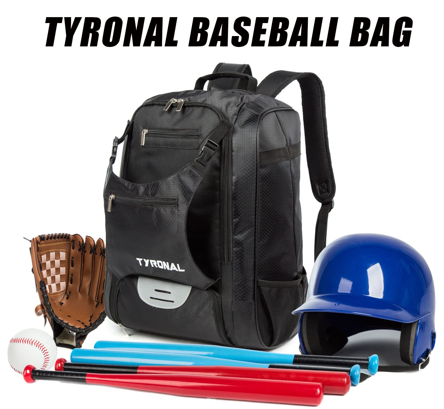 Sac de baseball pour adultes avec compartiment à chaussures, grande capacité pour 4 battes, casque, gants et crampons