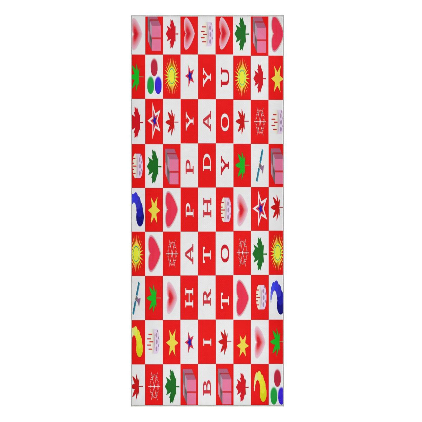 pnyoin Happy Birthday to You Yoga Towel,Hot Yoga Mat Towel with Grip Dots Sweat Absorbent Non-Slip for Hot Yoga, 24