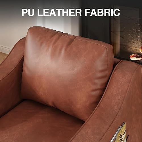 Miniatura 5 de Silla decorativa moderna de mediados de siglo, sillones de piel sintética de 30 pulgadas, silla de barril, sillas de sala de estar, silla de club