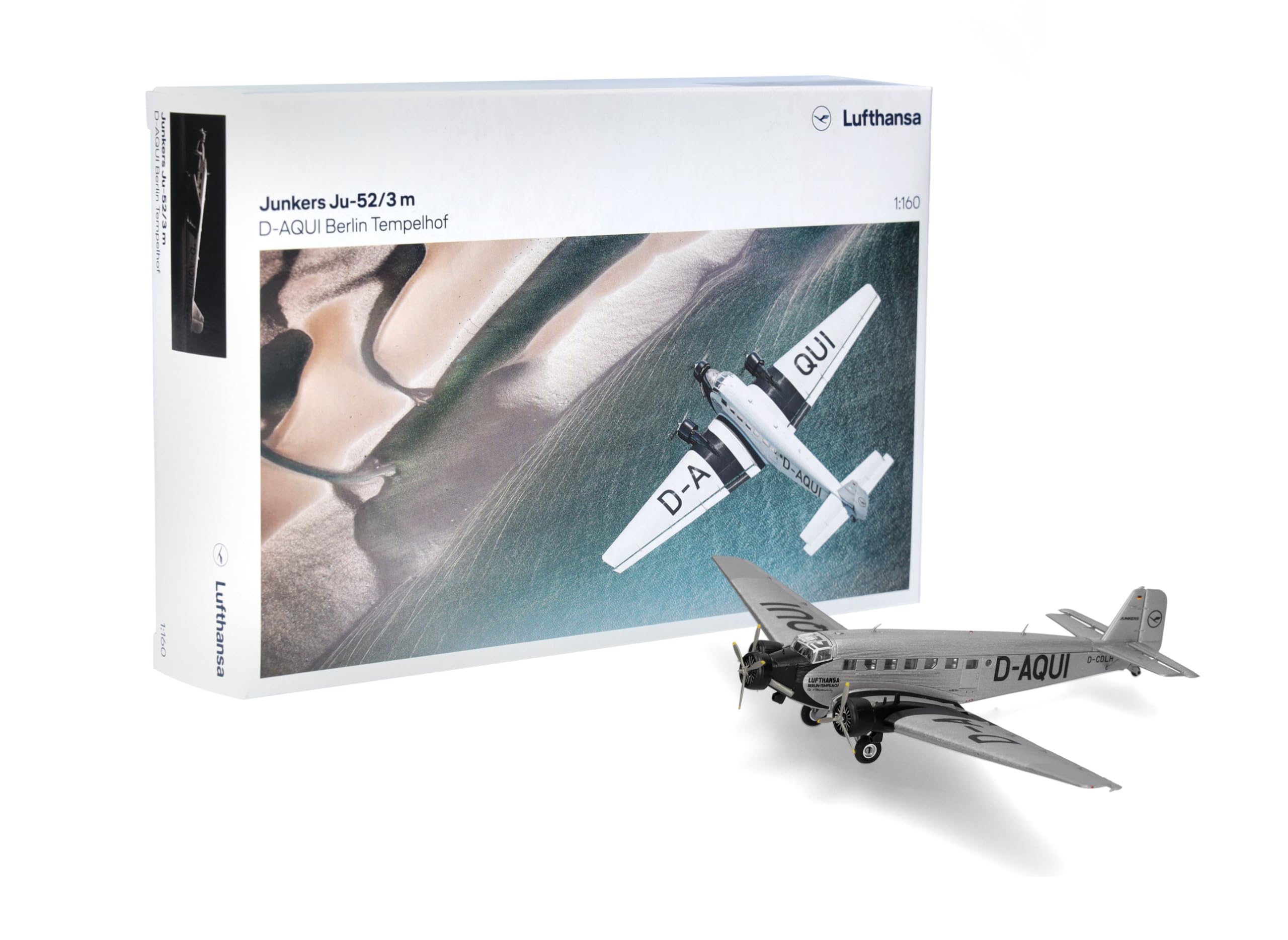 Herpa Modellflugzeug Lufthansa Junkers Ju-52, Miniatur im Maßstab 1:160, Sammlerstück, Modell ohne Standfuß, Kunststoff