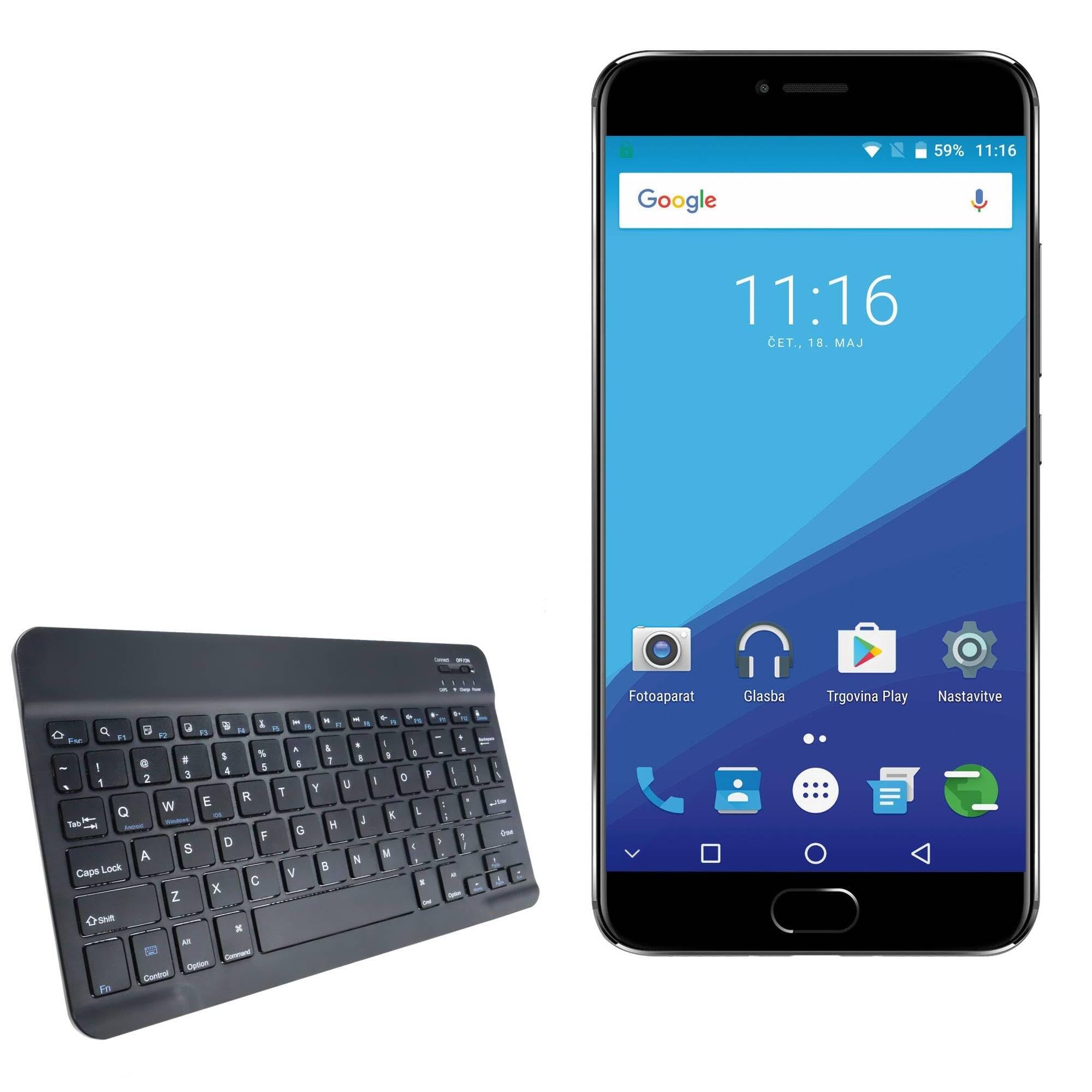 BoxWave Keyboard Compatible with Umidigi Z Pro - SlimKeys Bluetooth Keyboard, Portable Thin with Chiclet-Style Keys - Jet Black