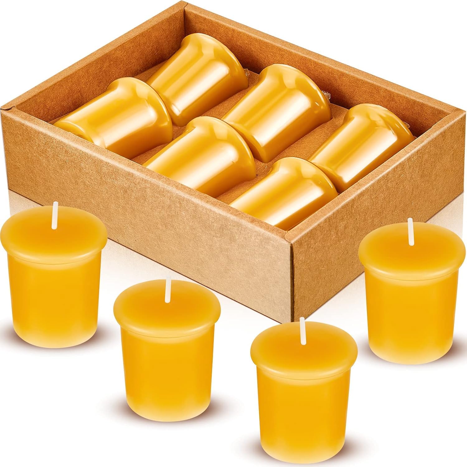 6pcs Beeswax Votive Candles Bulk, Beeswax Candle, Handmade Candles Gift Set for Holiday, Wedding, Party, Valentine