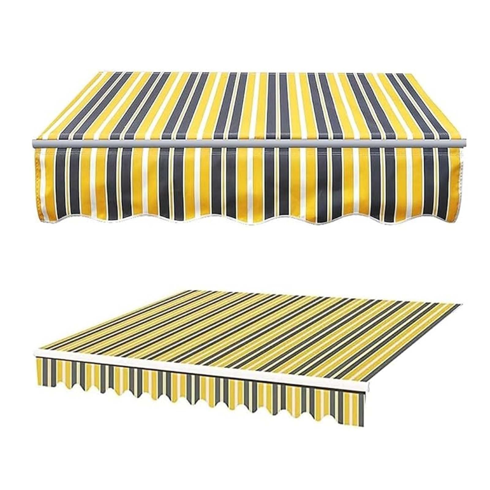 Tessuto di ricambio per parasole da esterno a righe, dimensioni personalizzate da 2 x 1,5 m a 7 x 4 m, perfetto per giardino, patio, balcone, copertura per ombrellone (giallo, 2,5 x 4,5 m)