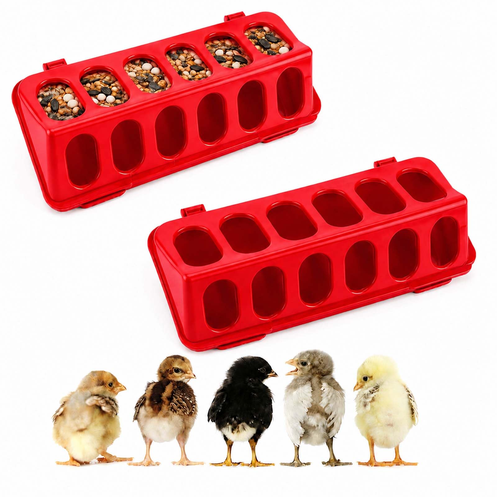 ZGDM-AI Chick Feeder for Baby Chicks Ducks Pigeons, Large Capacity Anti Waste Poultry Feeder with Easy Cleaning Design, Durable Feeding Trough for Chicken Coop Brooder Box Backyard Farm