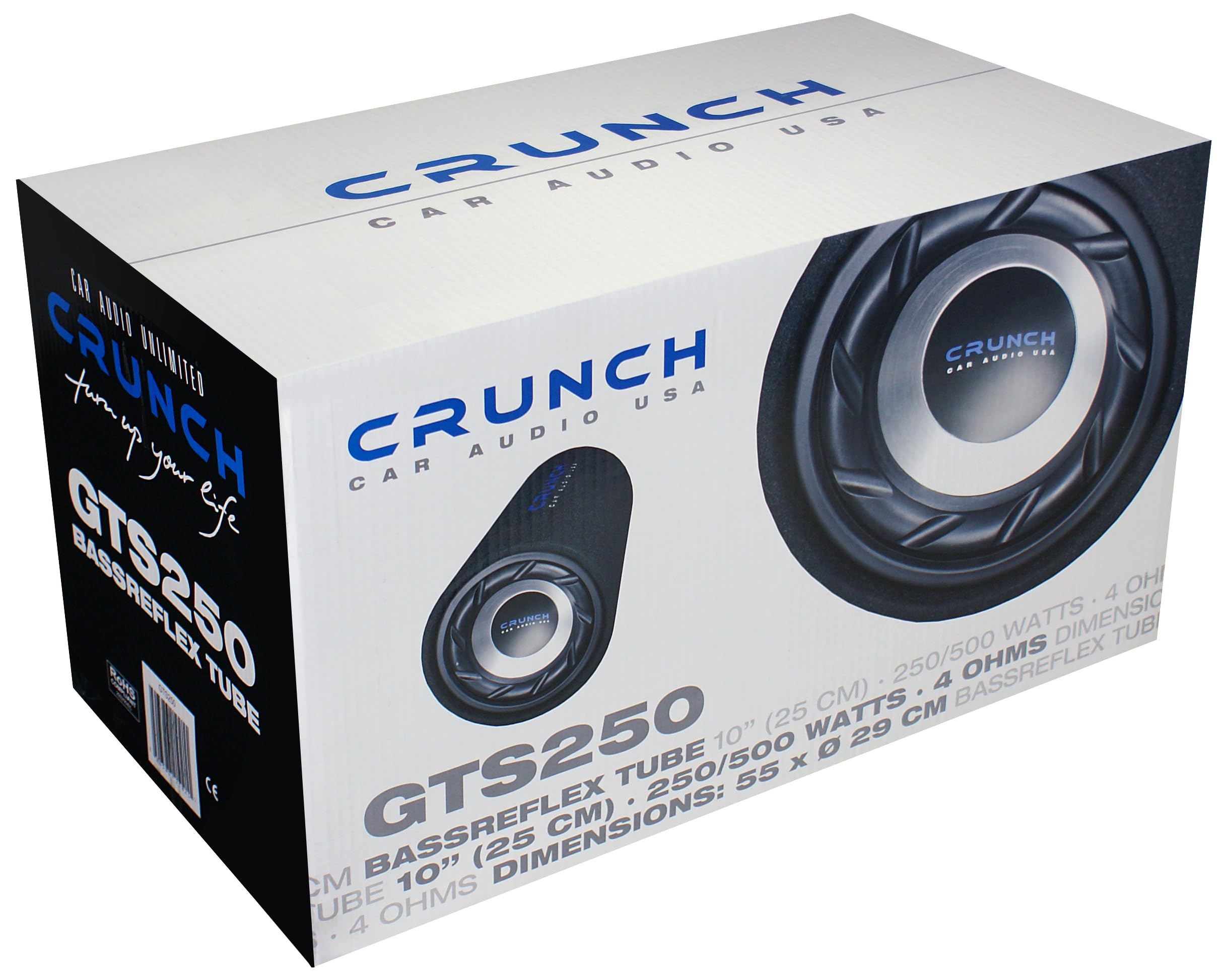 Crunch GTS250 | 25 cm (10") Single-Bassreflex-Tube für das Auto mit 500W max Car Audio Unlimited