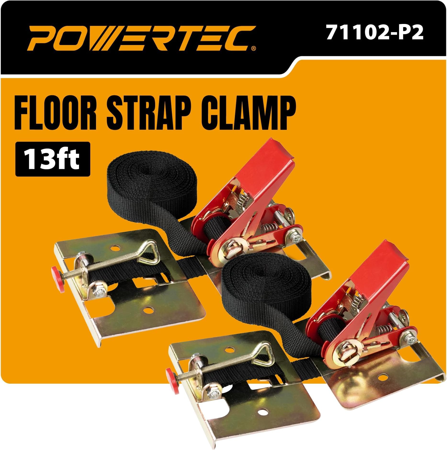 POWERTEC 71102-P2 Wood Flooring Strap Clamp w/ 13 Foot Nylon Strap, 2 PK (Pack of 10)