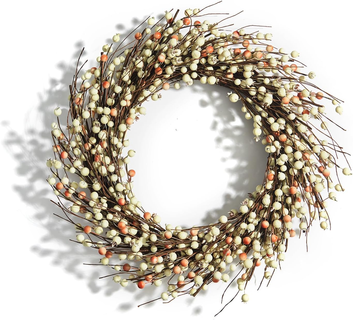 LampLust Grapevine Wreath for Front Door, 22 Inch, Cream Pip Berries, Farmhouse Wreath, Indoor Outdoor Year-Round Decor, Rustic Farmhouse Decor, Fall Wreaths for Front Door, Thanksgiving Decor