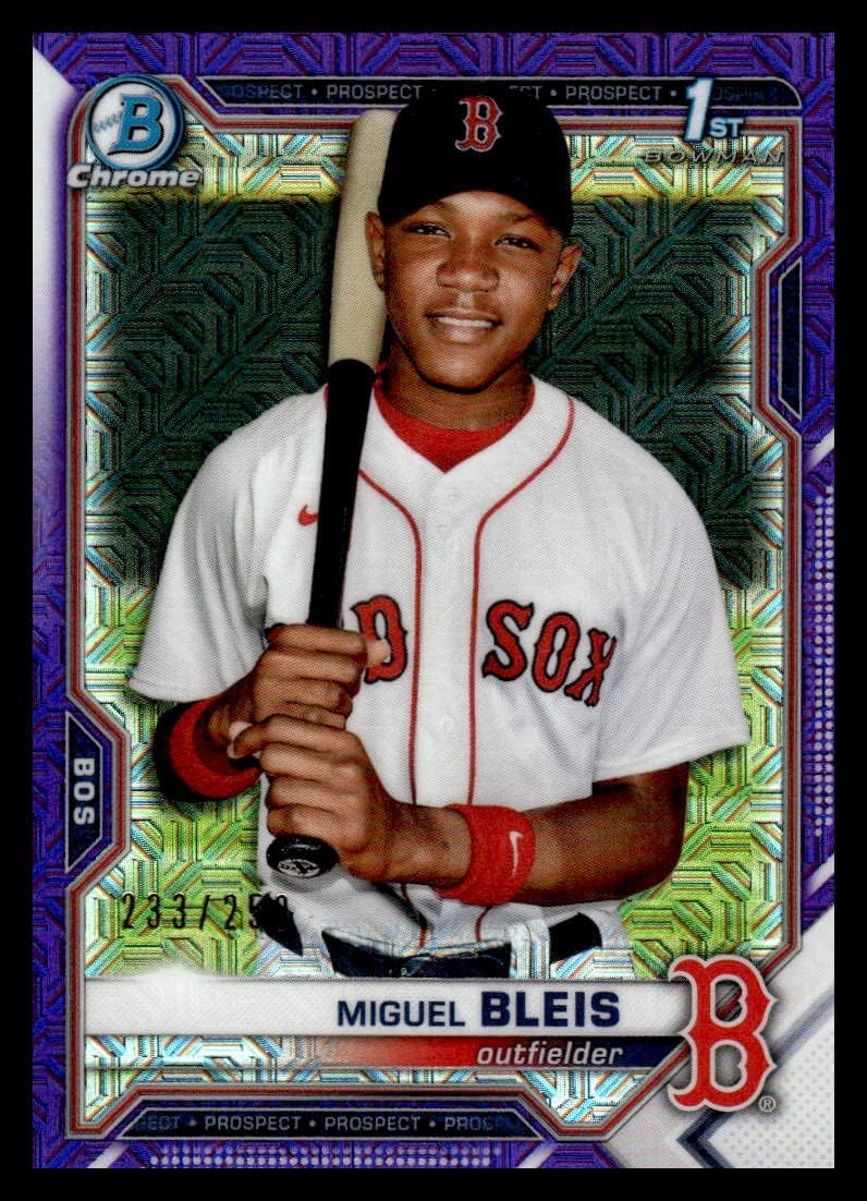 2021 Bowman Chrome Mega Box Mojo Refractor Purple #BCP-167 Miguel Bleis NM-MT SER/250 Boston Red Sox Baseball Trading Card