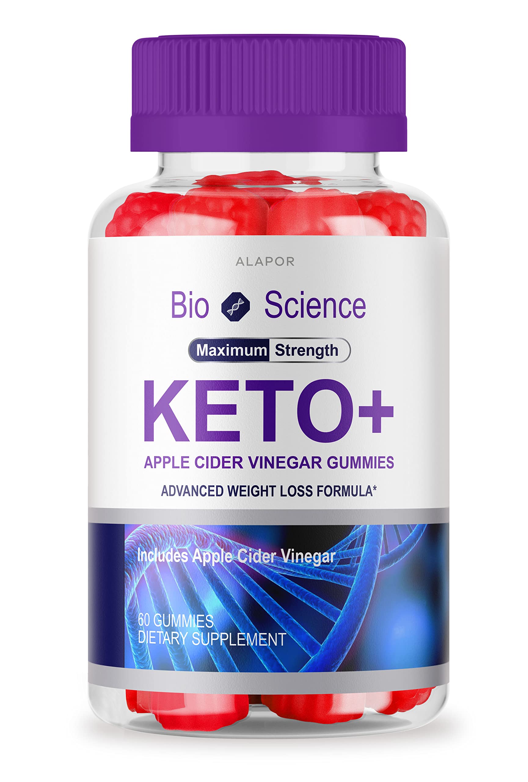 AlaporBio Science Keto, Keto Acv Gummies, Bioscience Plus, Gummies Advanced Weight Loss Maximum Strength for 60 Gummys (Pack of 1), 60.0 Count, 0.204 kilograms