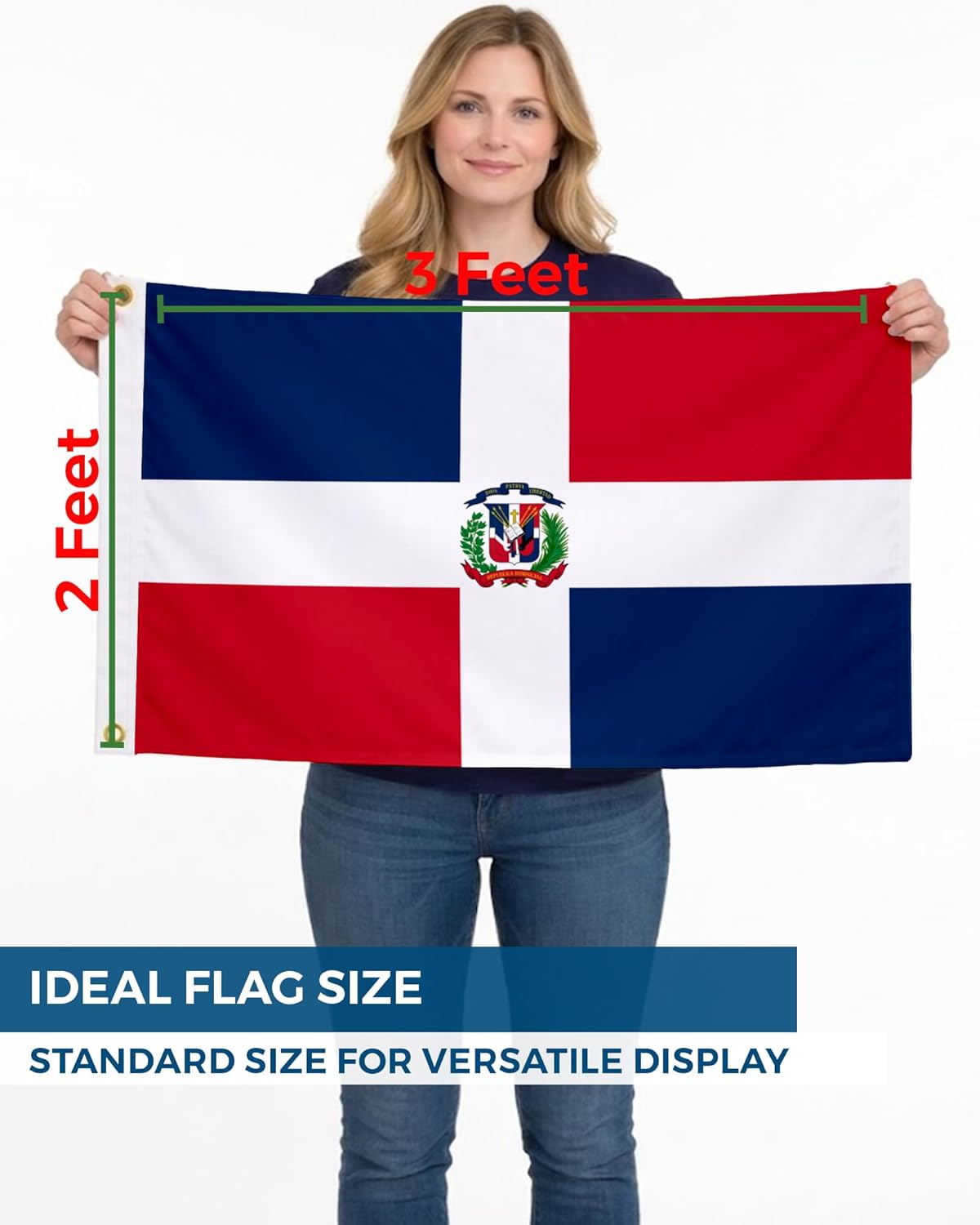 AGAS Dominican Republic Flag 2x3 ft Outdoor 200D Nylon Double Stitched Hem Never Rust Brass Grommets Canvas Header