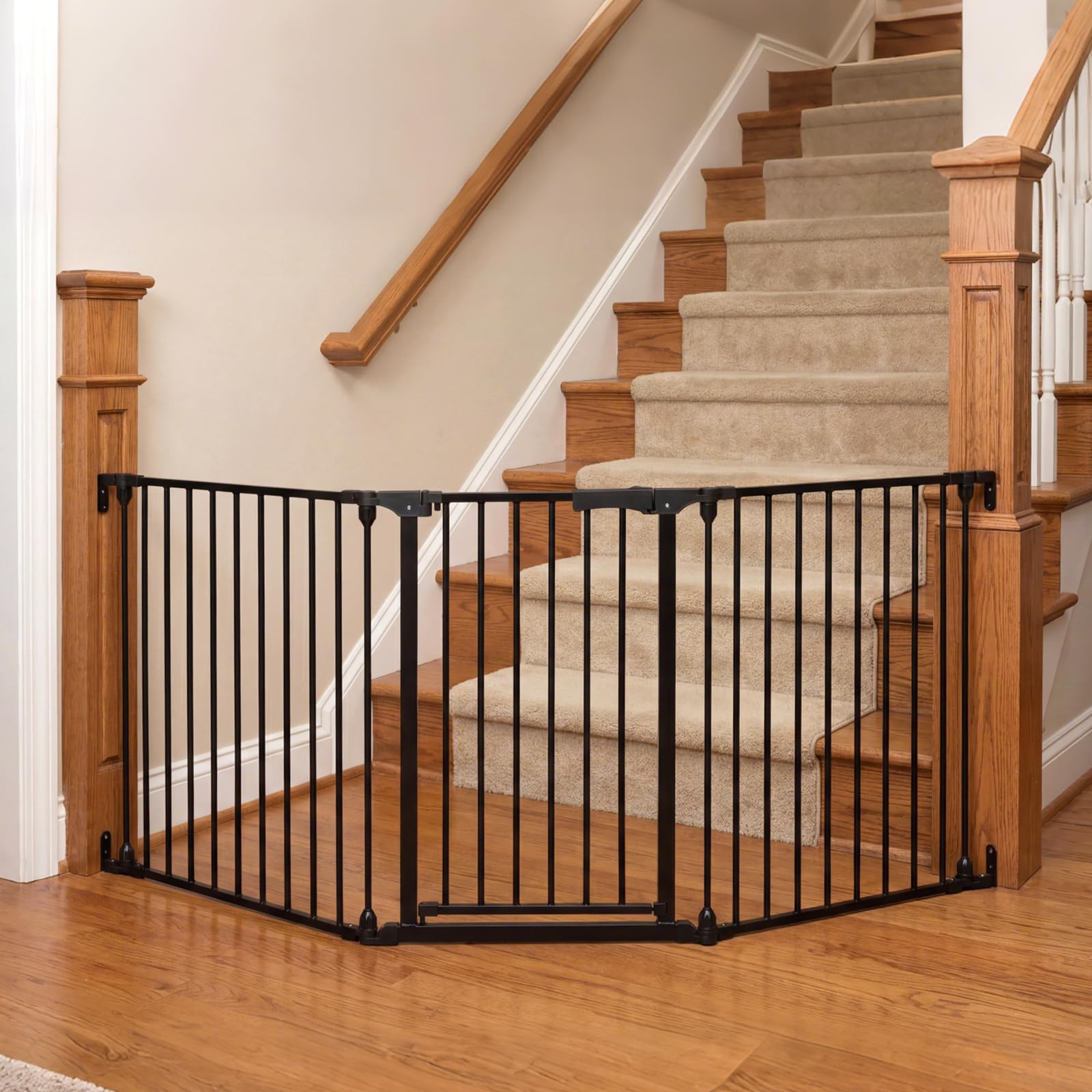 COSTWAY Treppenschutzgitter, 3-teilige Türschutzgitter 74,5–198 cm, Türgitter 270°drehbar aus Metall, Babygitter 180°Zweiwegeöffnung, Hundegitter für Kinder Sicherung & Haustier (Schwarz)