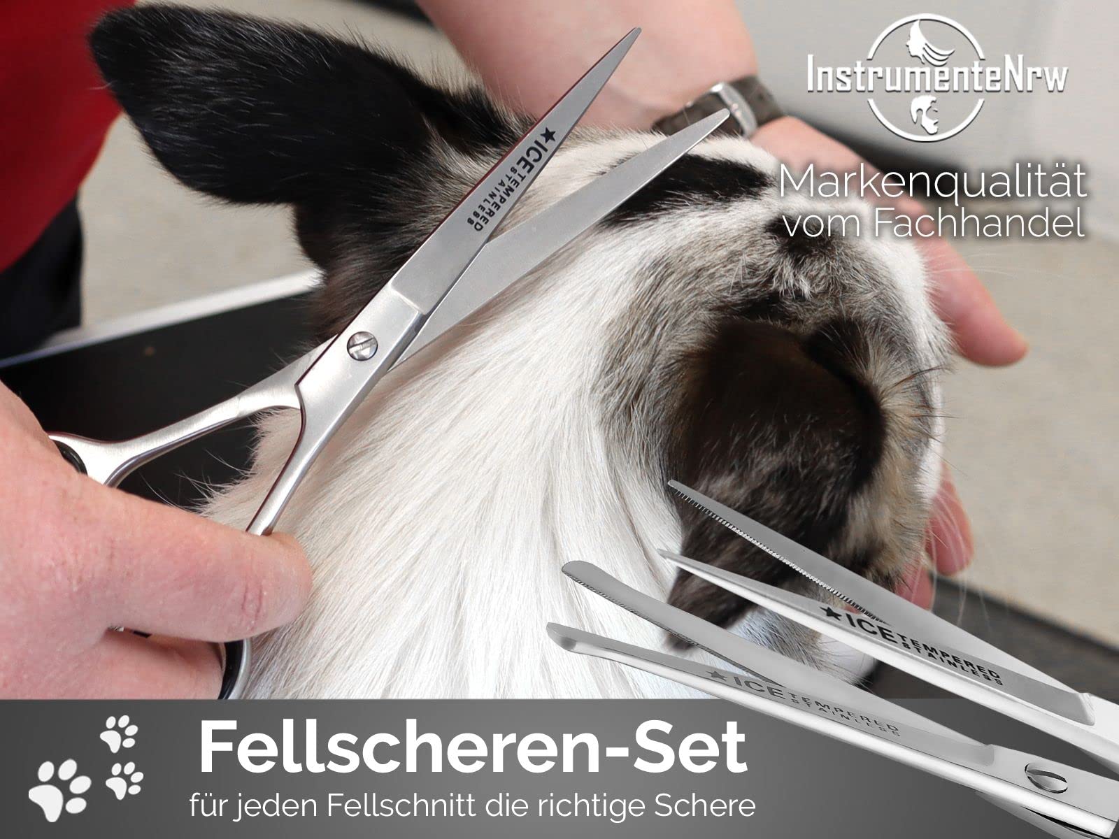2-teiliges Fellscheren-Set Hunde - Titan Beschichtet 20cm Gerade & Gebogen