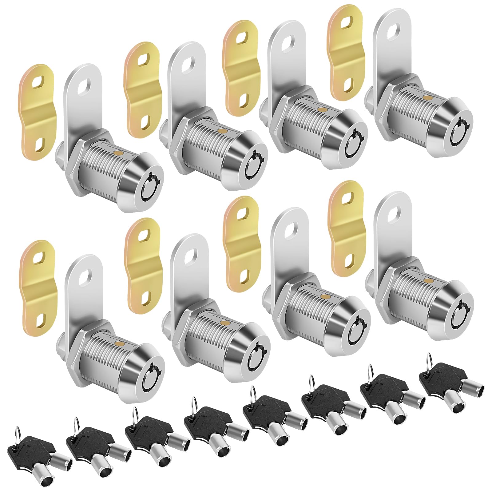 Cam Locks RV Storage Lock Keyed Alike,7/8" Cylinder Fits on 9/16" Max Door Thickness, RV Compartment, Camper, Trailer Replacement Set with 16 Keys, Chrome Finish