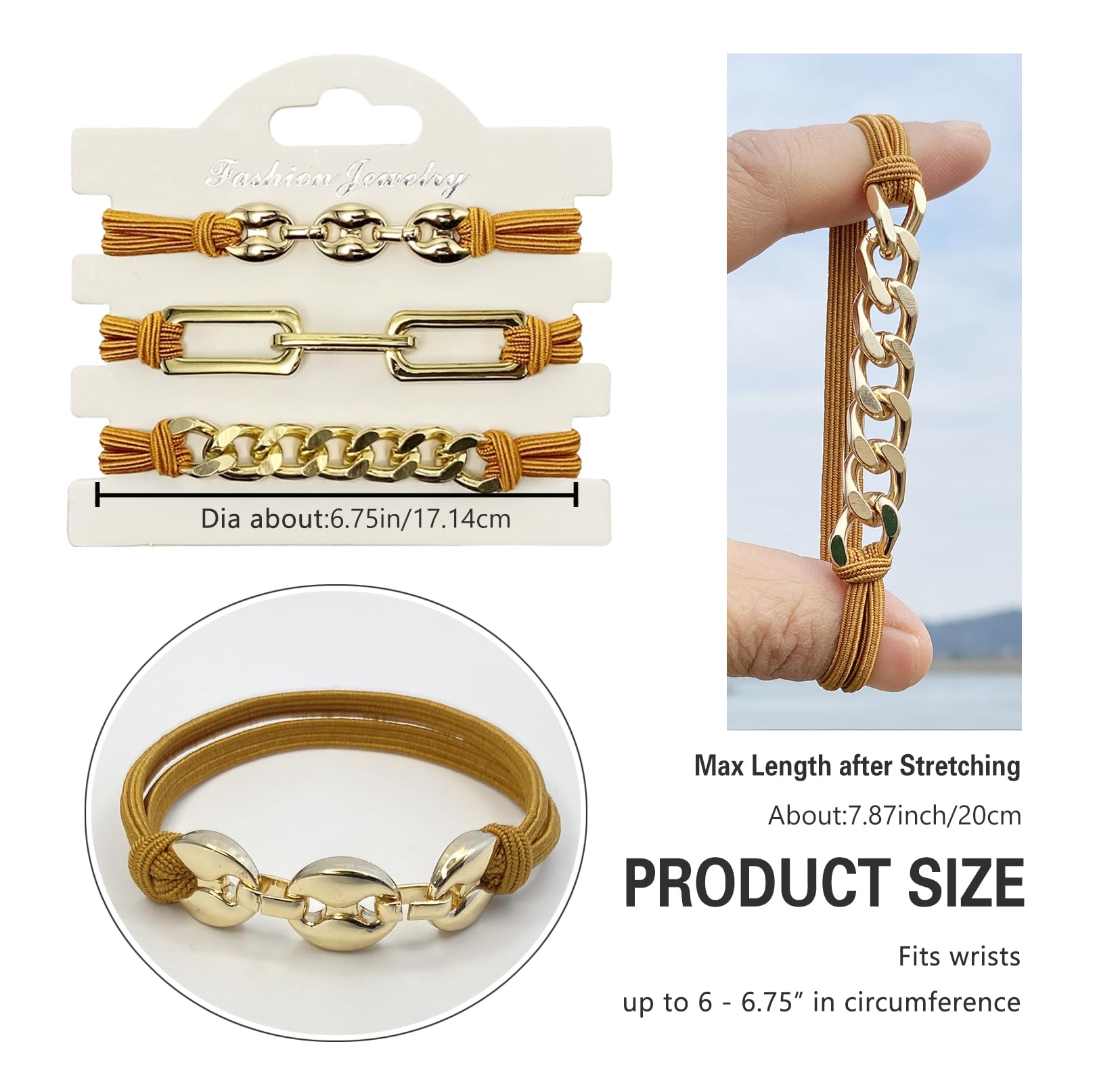 Amazon.com : Bracelet Hair Ties for Women,Goold Ponytail 