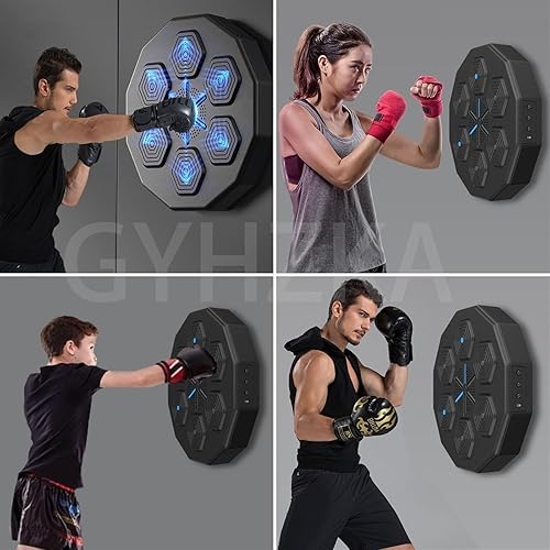 Miniatura 6 de Máquina de boxeo de música inteligente, 9 modos de entrenamiento, máquina de boxeo LED, puede reproducir música y conectarse a la pared de la