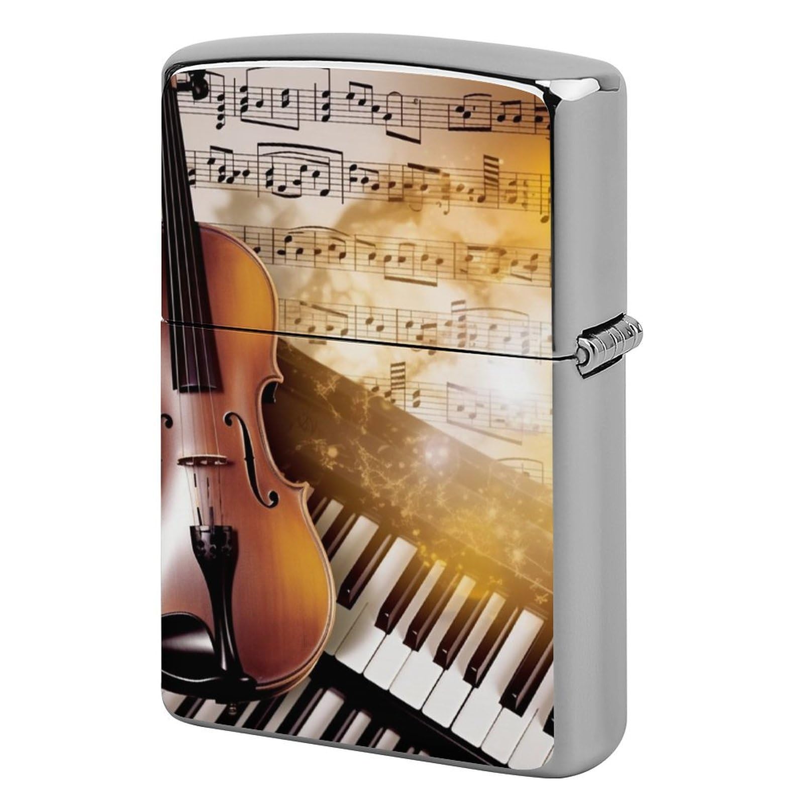 Piano Violin Music Notes Lighter Case for Men, Personalized Lighter Cover for Valentine's Day Gifts, Flip-Top Lighters Shell for Outdoor, Portable Lighters Protective Sleeve