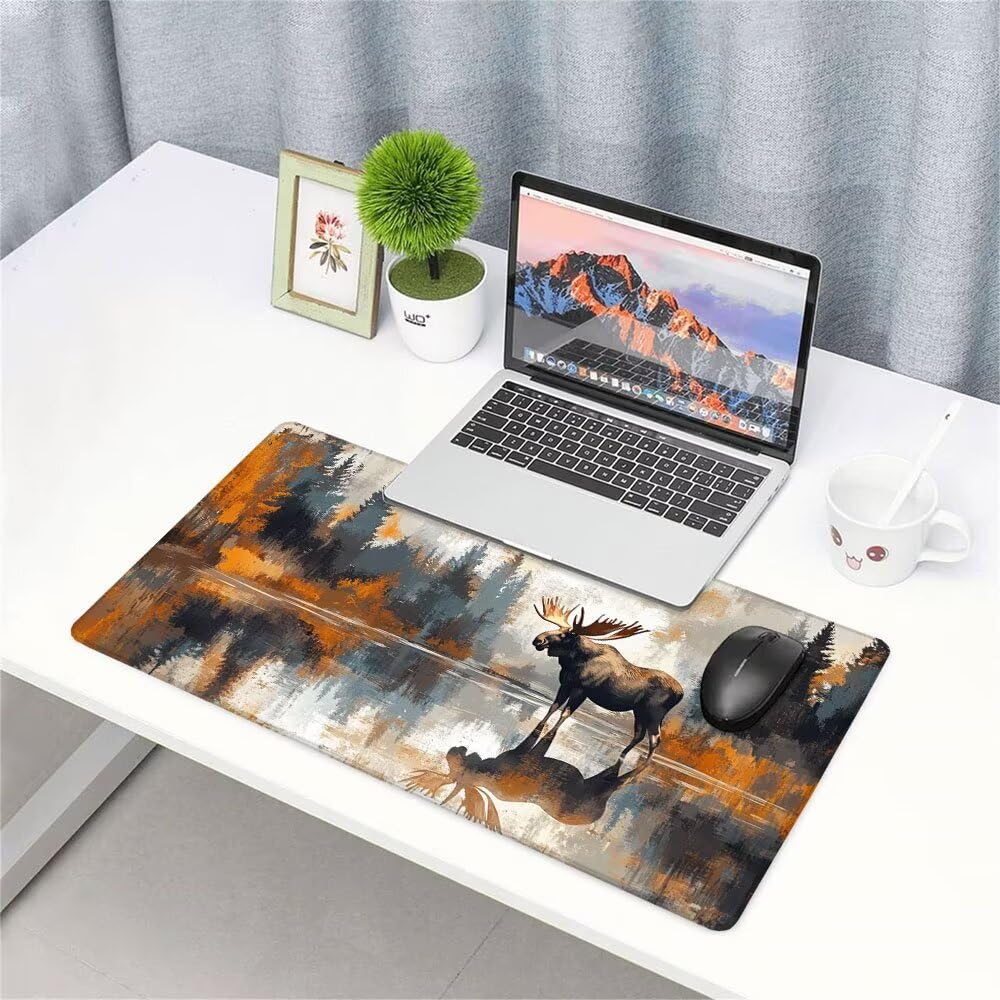 Tappetino Mouse Gaming xxl Accessori Scrivania Ufficio Grigio Cervo Grande Tappetino Mouse e Tastiera Sottomano da Scrivania, Gaming Accessori pc 1200x600x3mm Base Antiscivolo, per PC Laptop d-677
