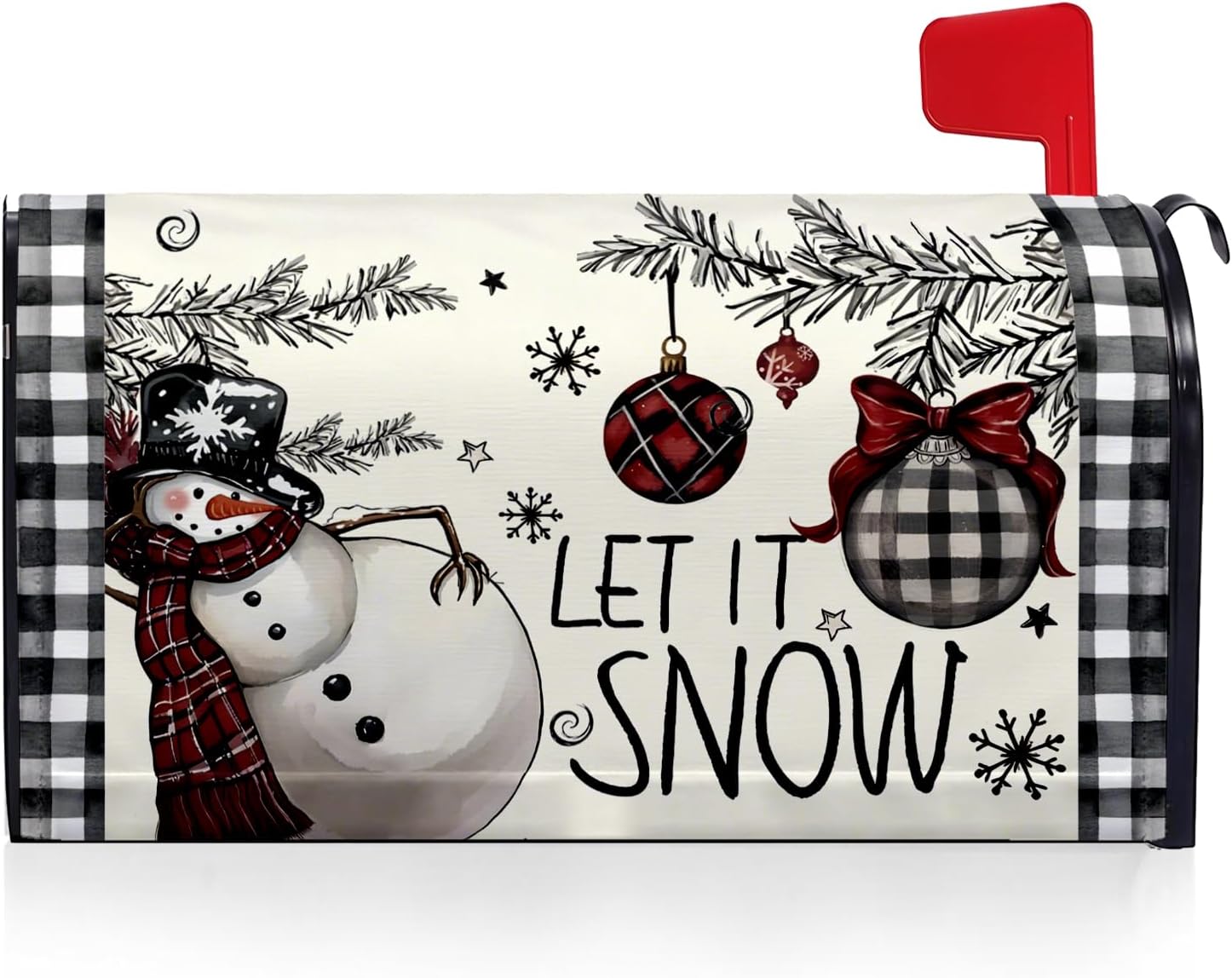 Hello Winter Mailbox Cover Standard Size Magnetic 21"x18", Snowman WinterMailbox Covers Mailbox Wraps Post Letter Box Cover Xmas Decorative Maibox Wrap Outdoor Decoration for Home