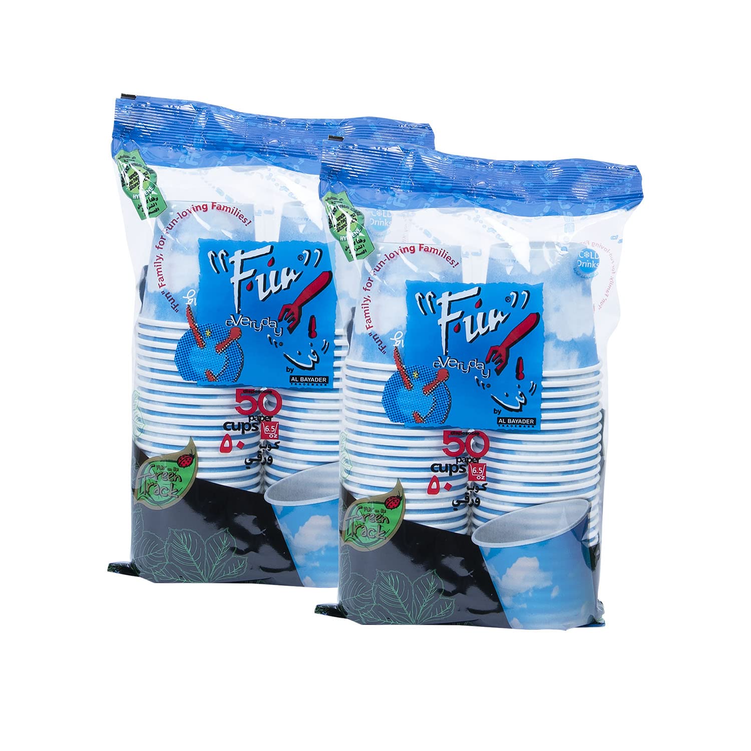 FUN BY AL BAYADER فن Promopack Disposable Paper Cups For Coffee 6.5Oz, Blue- Coffee/Tea/Water Cups for Home,Parties or Work - Pack Of 50 X 2