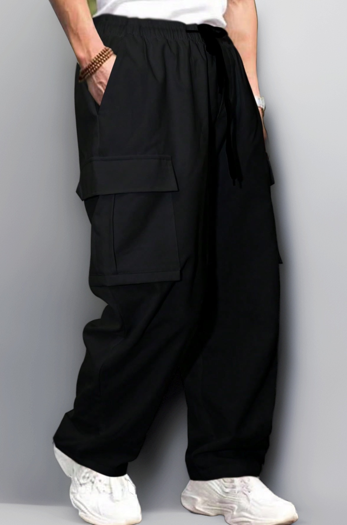 Men's Regular Fit Low Rise Polyester Cargos | Cargo Track Pant | Loose Fit | Regular Trouser (Available in Plus Size)