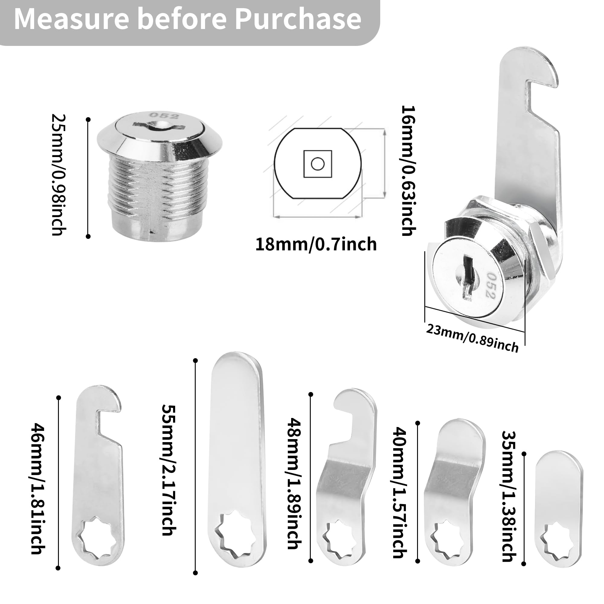 YKUKIZEE 10 Pcs 25 mm Mailbox Box Lock with Keys and Lock Plates, Cam Locks Replacement, Security Post Box Locks for Locker Tool Letter Box Filing Cabinet - Image 2