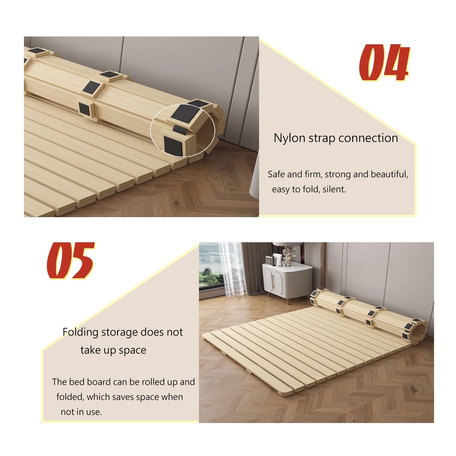 Doghe Pieghevoli in Legno per Letto, doghe di Ricambio per Letti matrimoniali in Legno, Resistenti all'umidità e antirumore (31,5x74,8 Pollici / 80x190 cm)