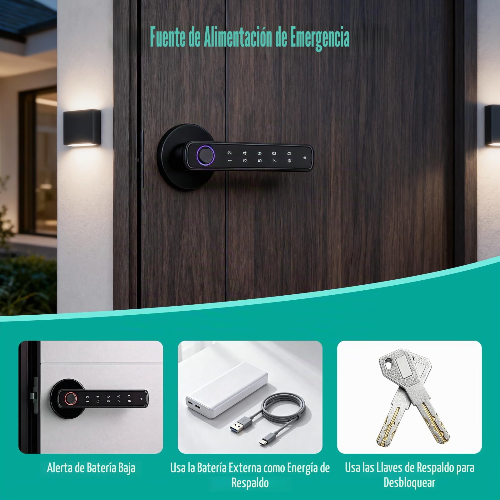 Cerradura Inteligente para Puertas, Cerradura Digital para Manija de Puerta