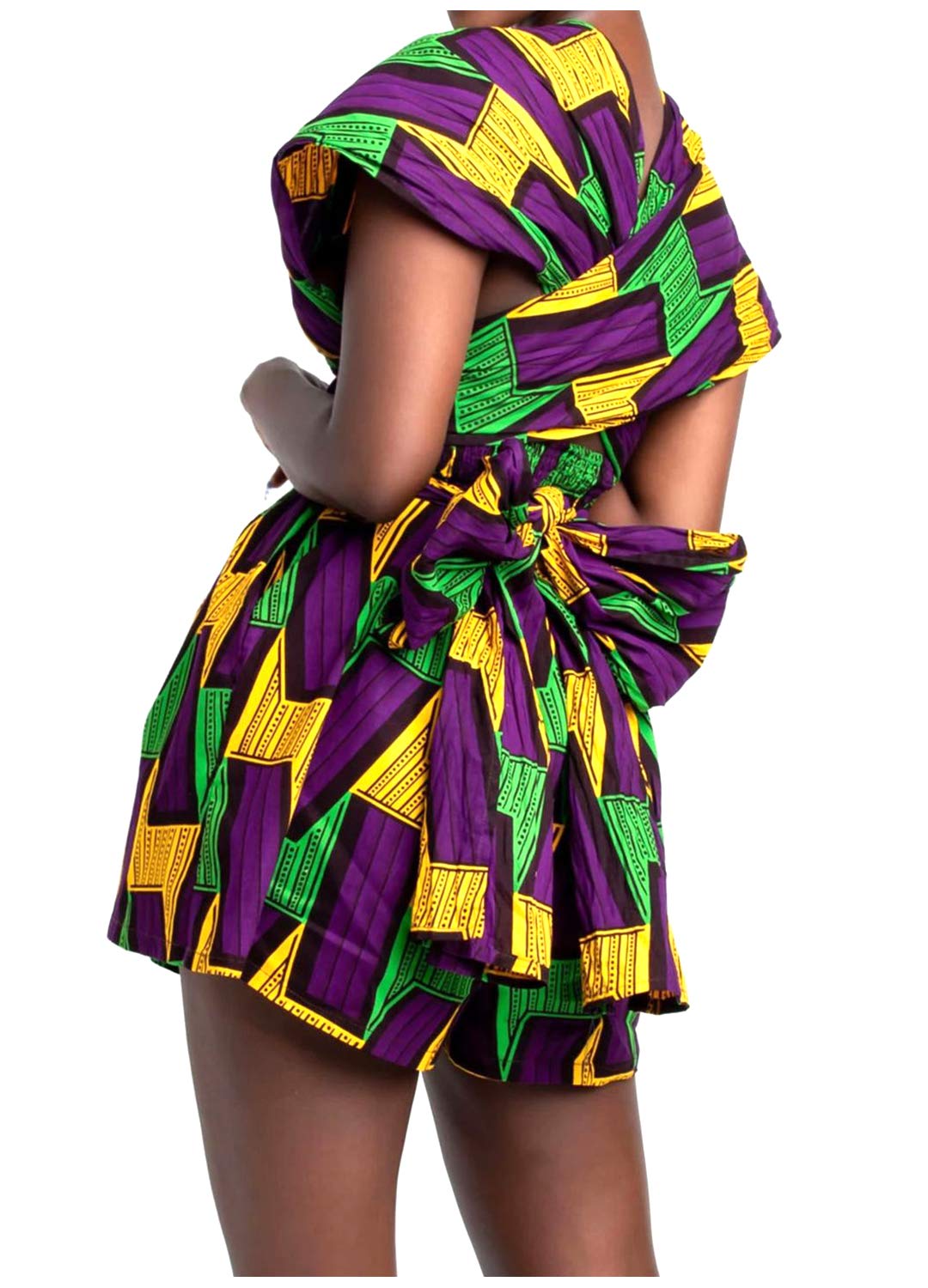 Segreto Combinaison à imprimé africain pour femme - Combinaison multi-vêtements - Combinaison d'été - Short décontracté