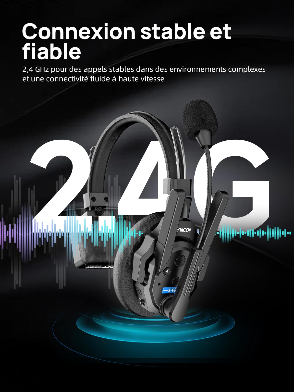 SYNCO Xtalk XPRO5 Casque Intercom Full Duplex 2.4G sans Fil avec Annulation du Bruit 5 Écouteurs