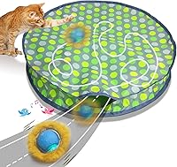 Vista 1 de Interactive Cat Toys Ball Fast Rolling in Pouch, Motion Activate Chirping Cat Toy Hide and Seek Mouse Catching Game (Green Polka dot)