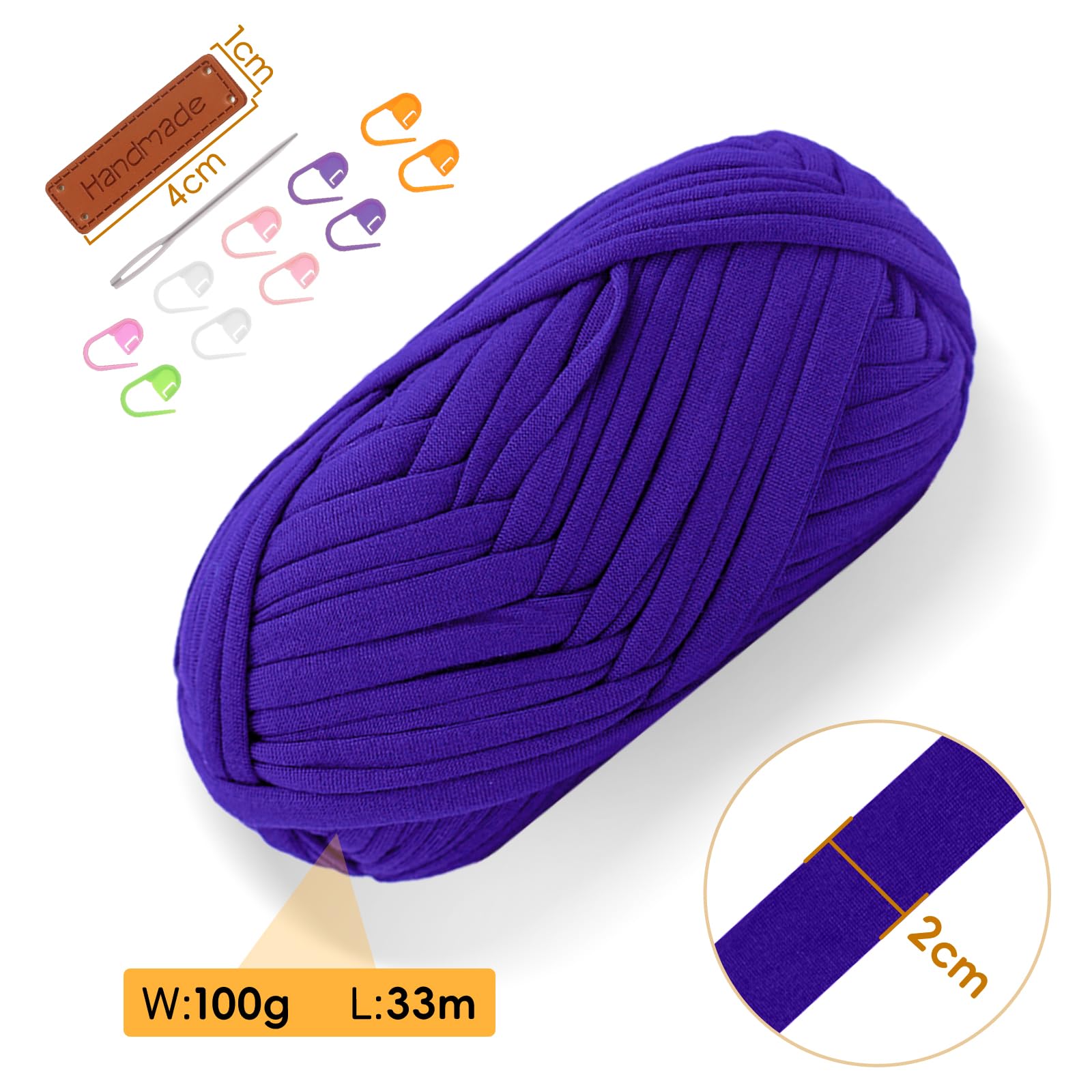 T Shirt Yarn for Crocheting 100gx2 Chunky Crochet Yarn Elastic Fabric Set, Ideal for DIY Bags Blankets - Image 2