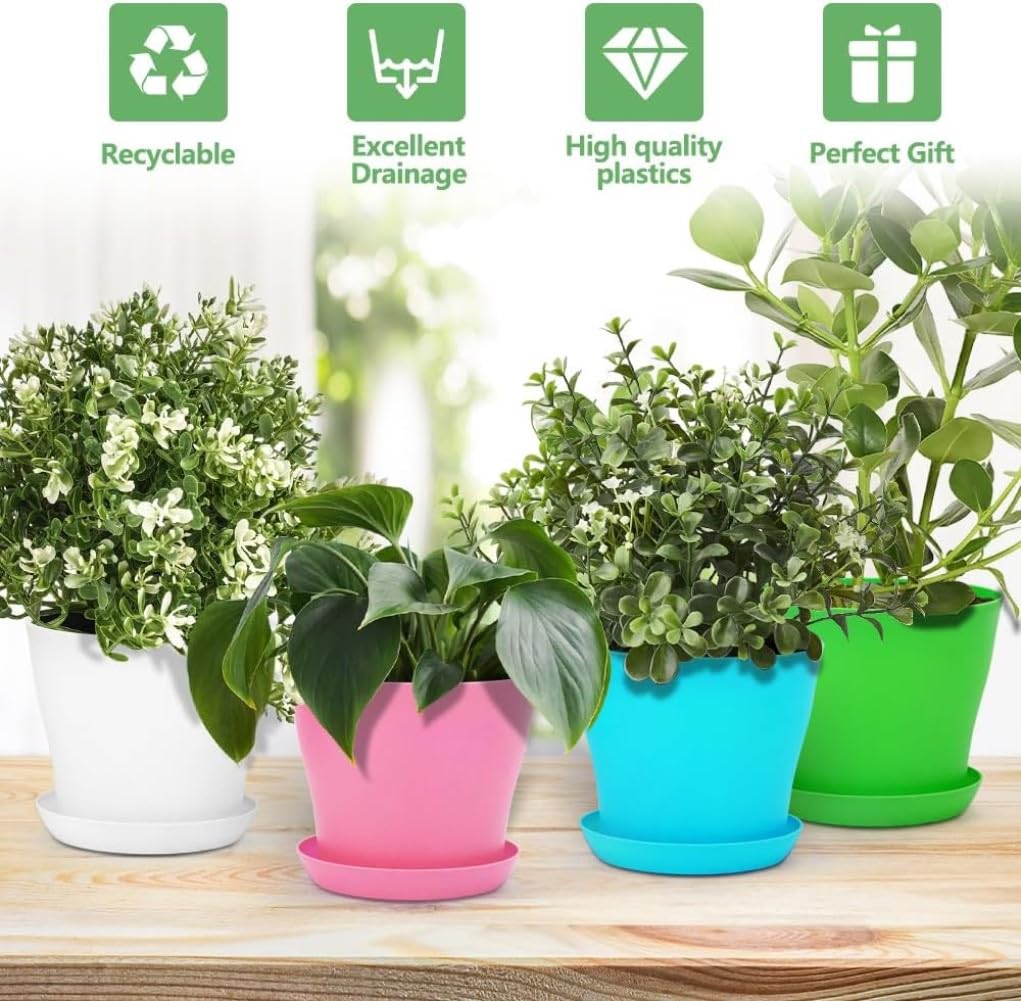 KAHEIGN 10 Pezzi 14Cm Vasi per Piante in Plastica Contenitore per