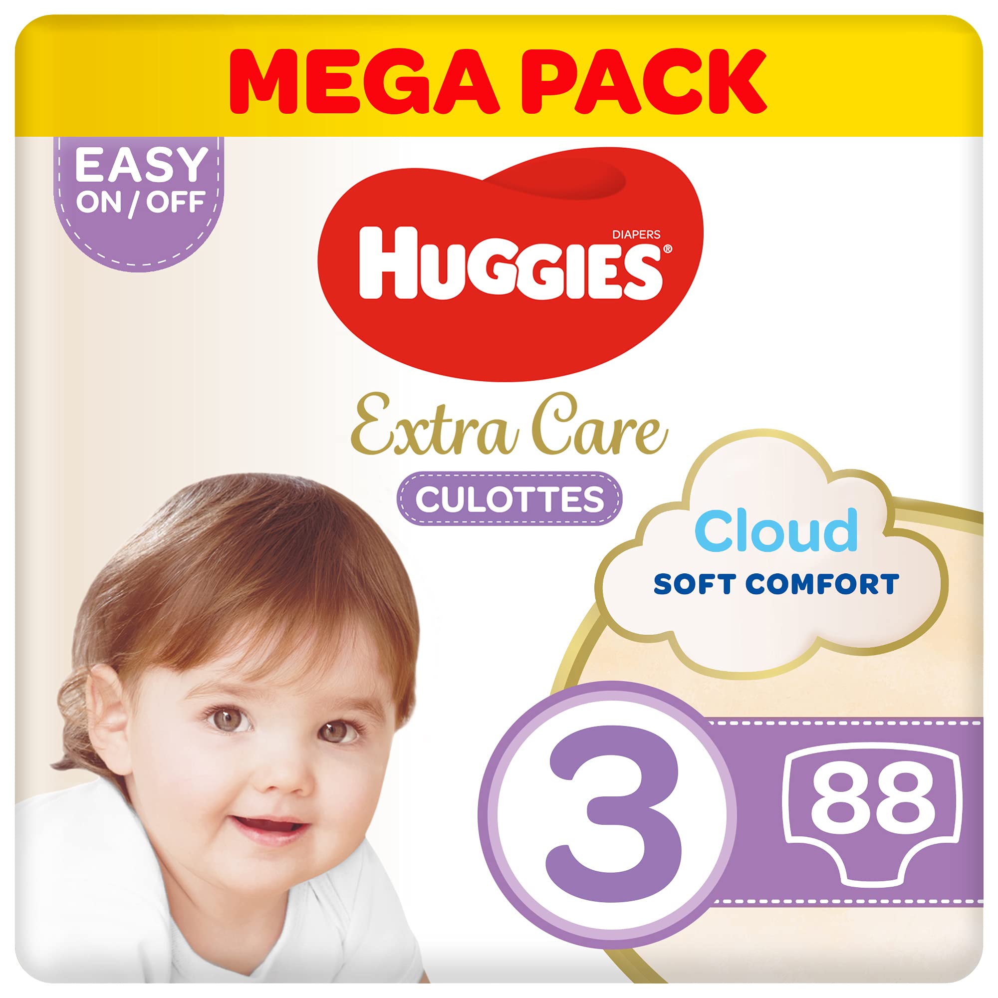 Huggies, Extra Care Culottes, Size 3, 6-11 kg, Mega Pack, 88 Diaper Pants