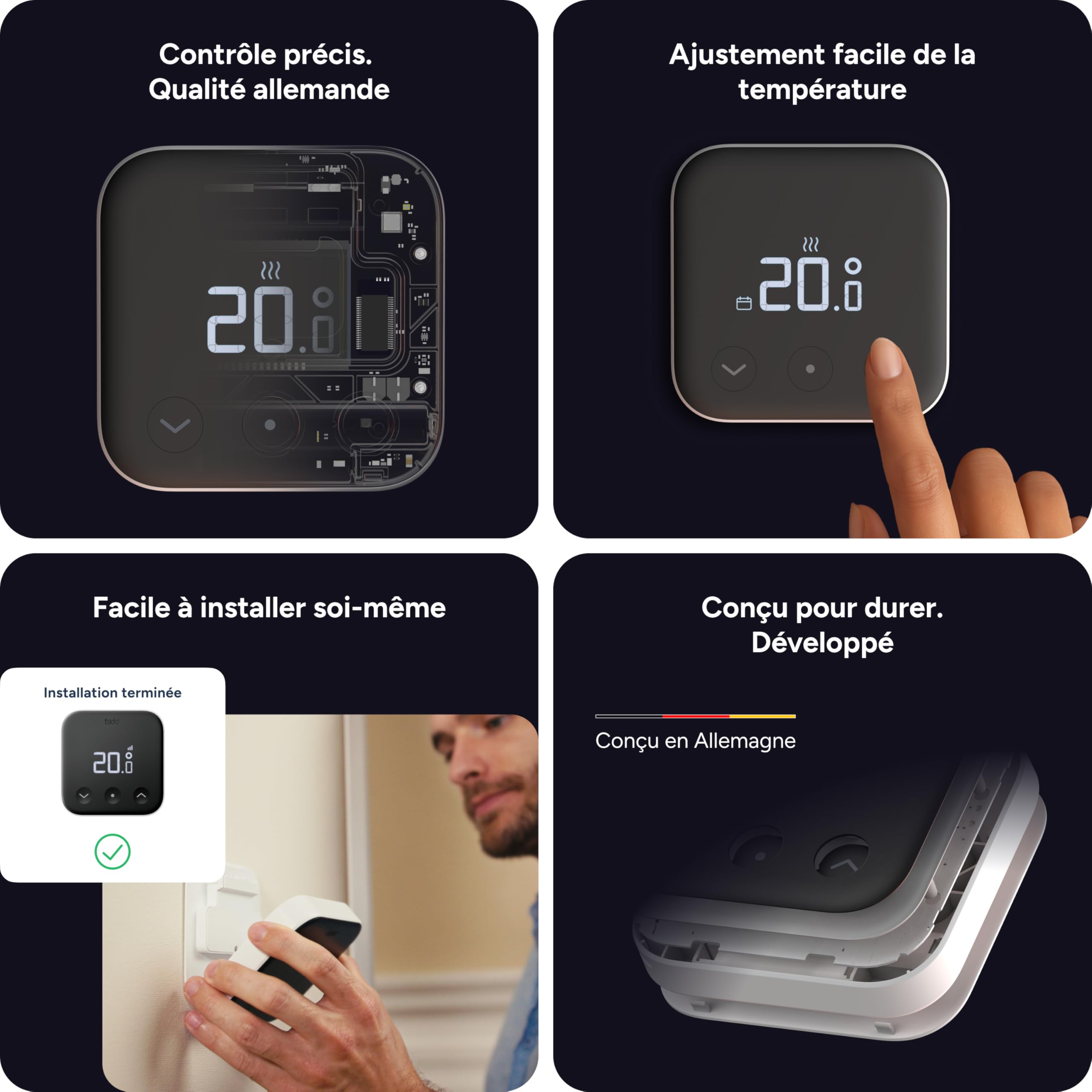 tado° Capteur de température radio X, accessoire pour le smart thermostat X, pour une gestion optimale du radiateur, installation DIY simple, pas compatible avec tado° V3+ | Accessoire pour smart thermostat X, Gestion optimale du radiateur, Installation D