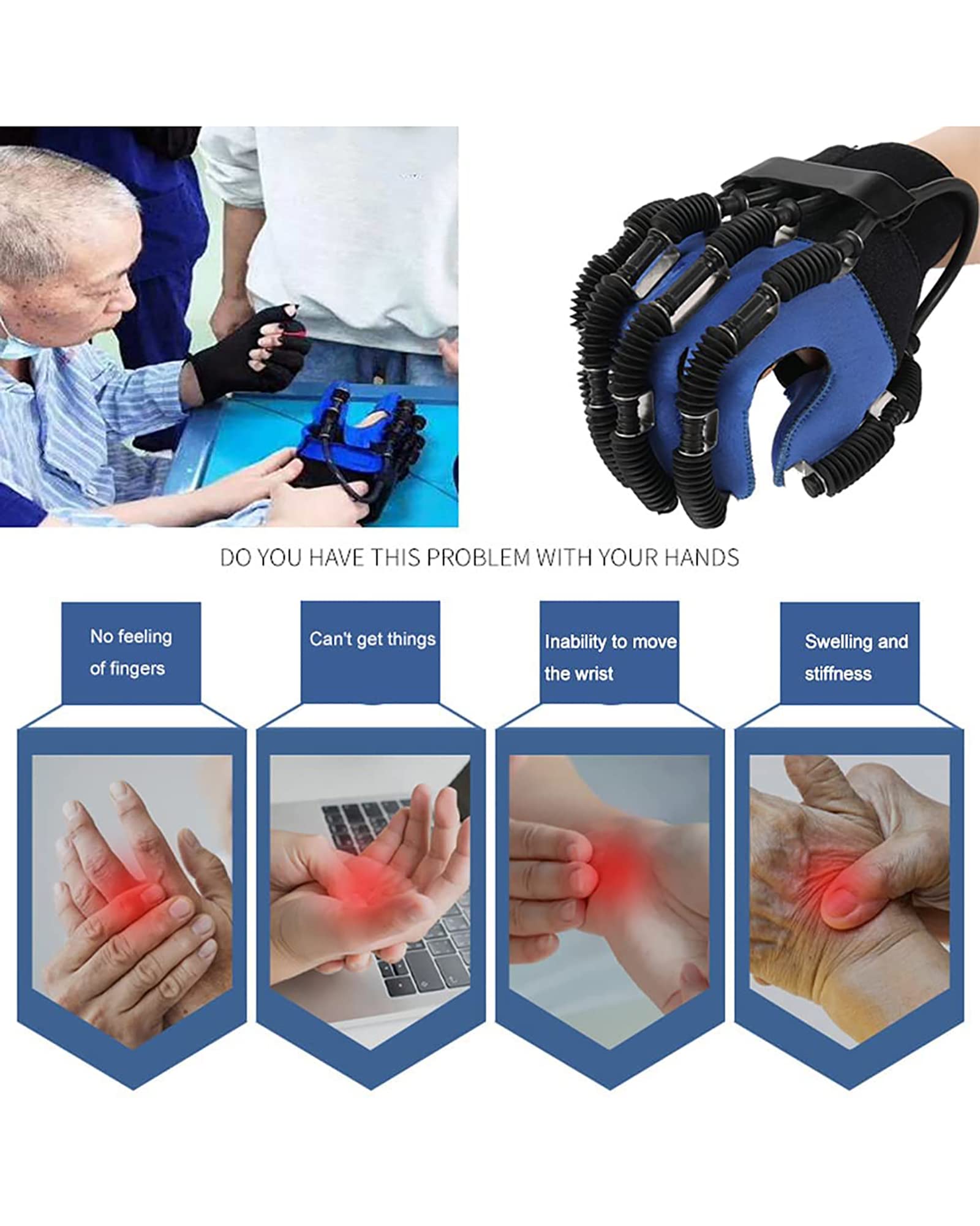 Robot de rehabilitación Ortesis de dedo Protector Carrera Férula de mano Guantes de flexión Equipo de asistencia para ejercicio de tendones, izquierda, S (izquierda L)