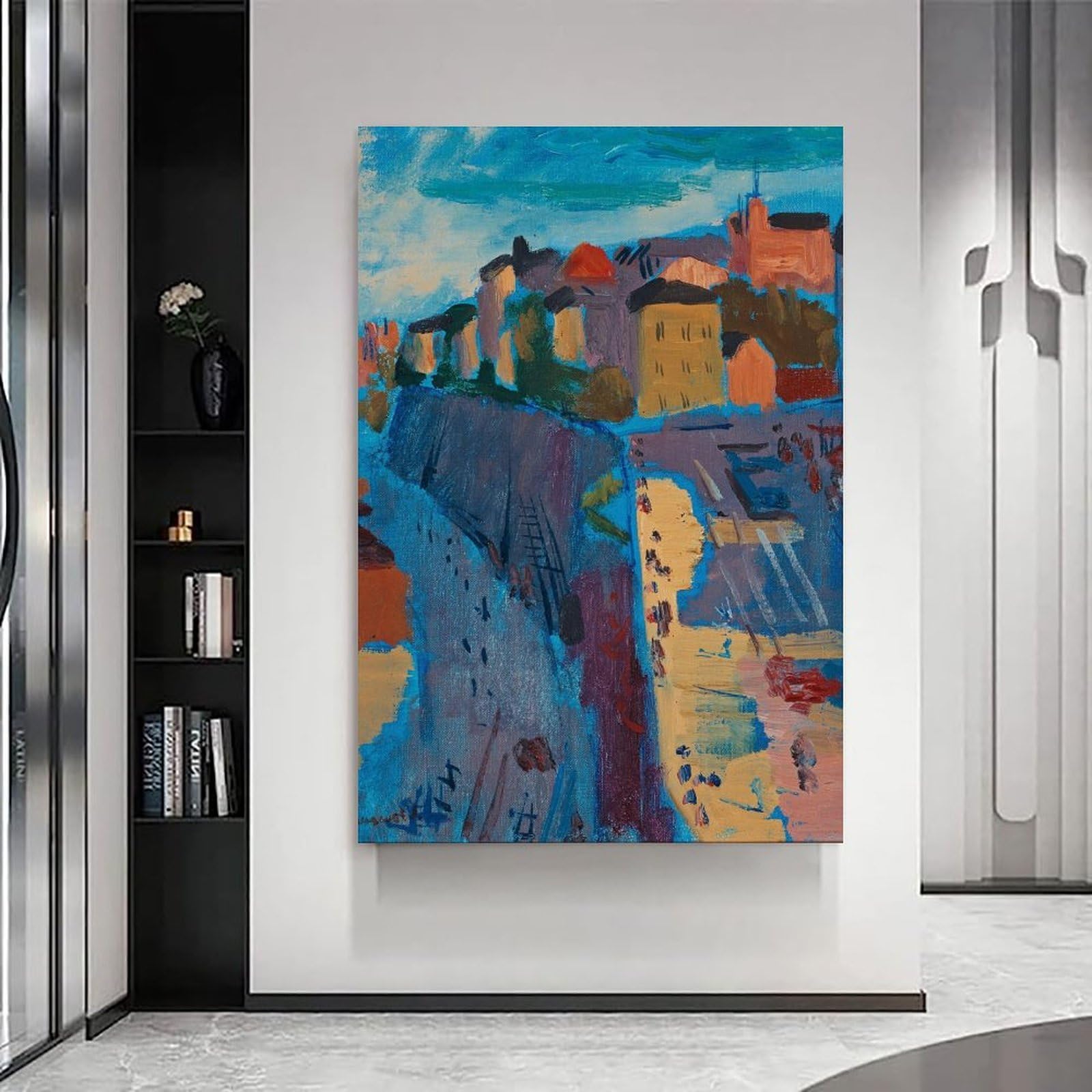 View over Katarinavägen And Stadsgården by Isaac Grünewald​Impresiones en Lienzo Modernas, Cuadros Decorativos Para Habitaciones de Niños o Niñas, Murales Para Salón Y Pinturas Con Motivos Festivos
