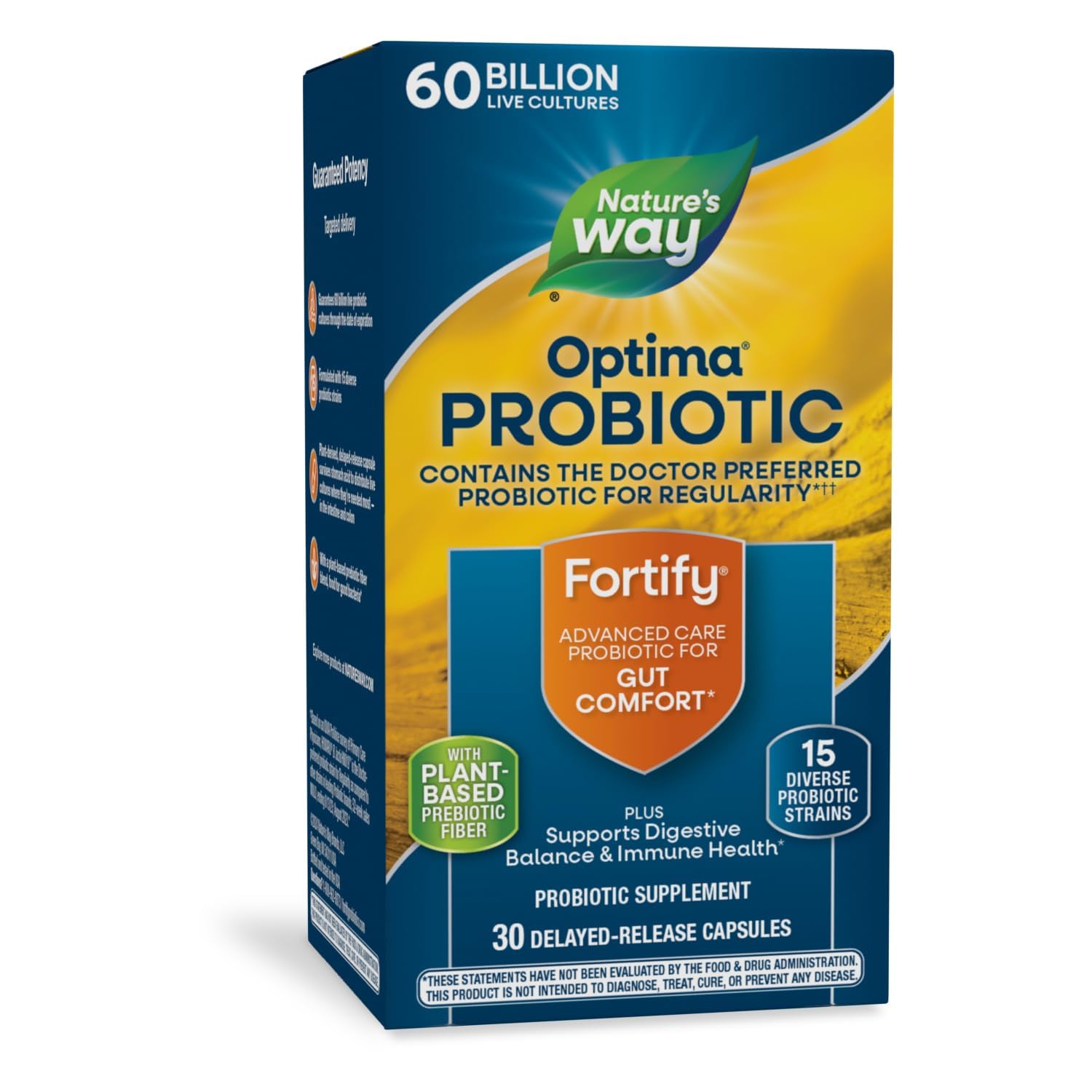 Nature's Way Primadophilus Optima High Potency 60 Billion Active Probiotics, 30 vcaps